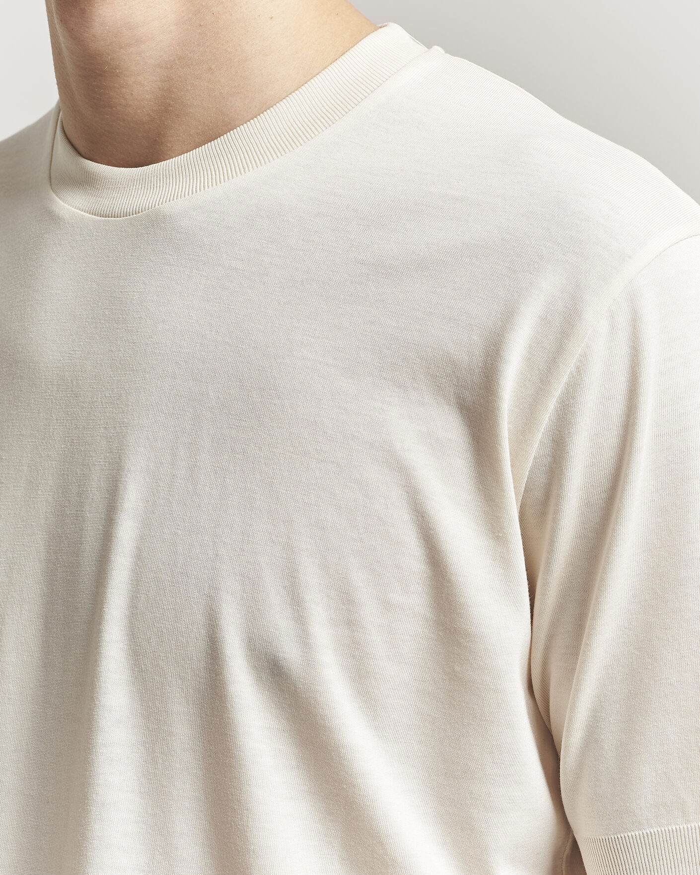 Hombres | Camisetas | Altea | Cotton/Stretch Knitted T-Shirt Off White