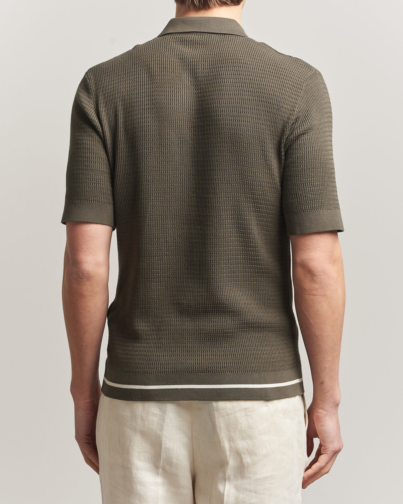 Hombres | Camisas | Altea | Bamboo Stitch Knitted Camp Shirt Dark Green