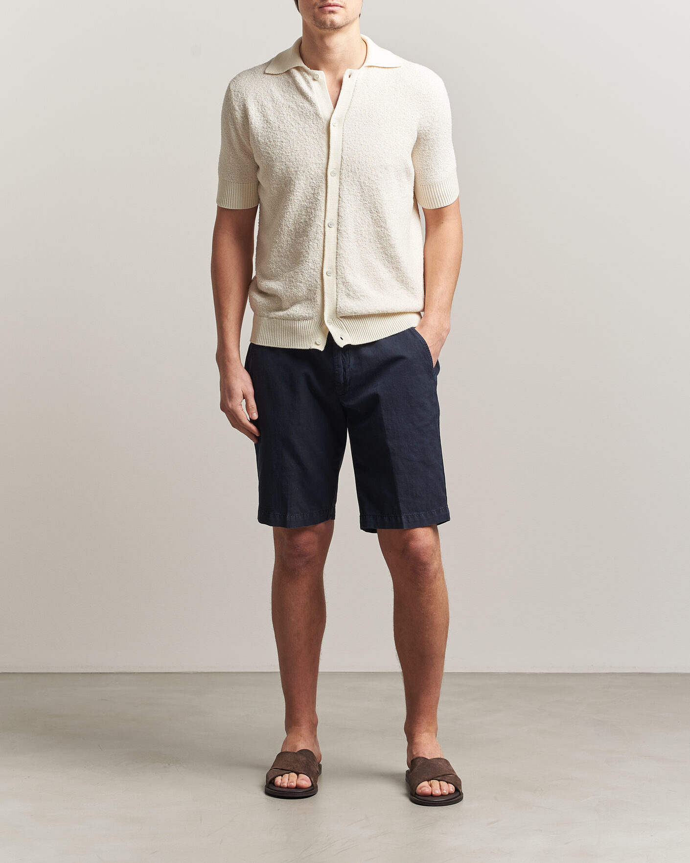 Hombres | Camisas | Altea | Soft Boucle Resort Shirt Off White