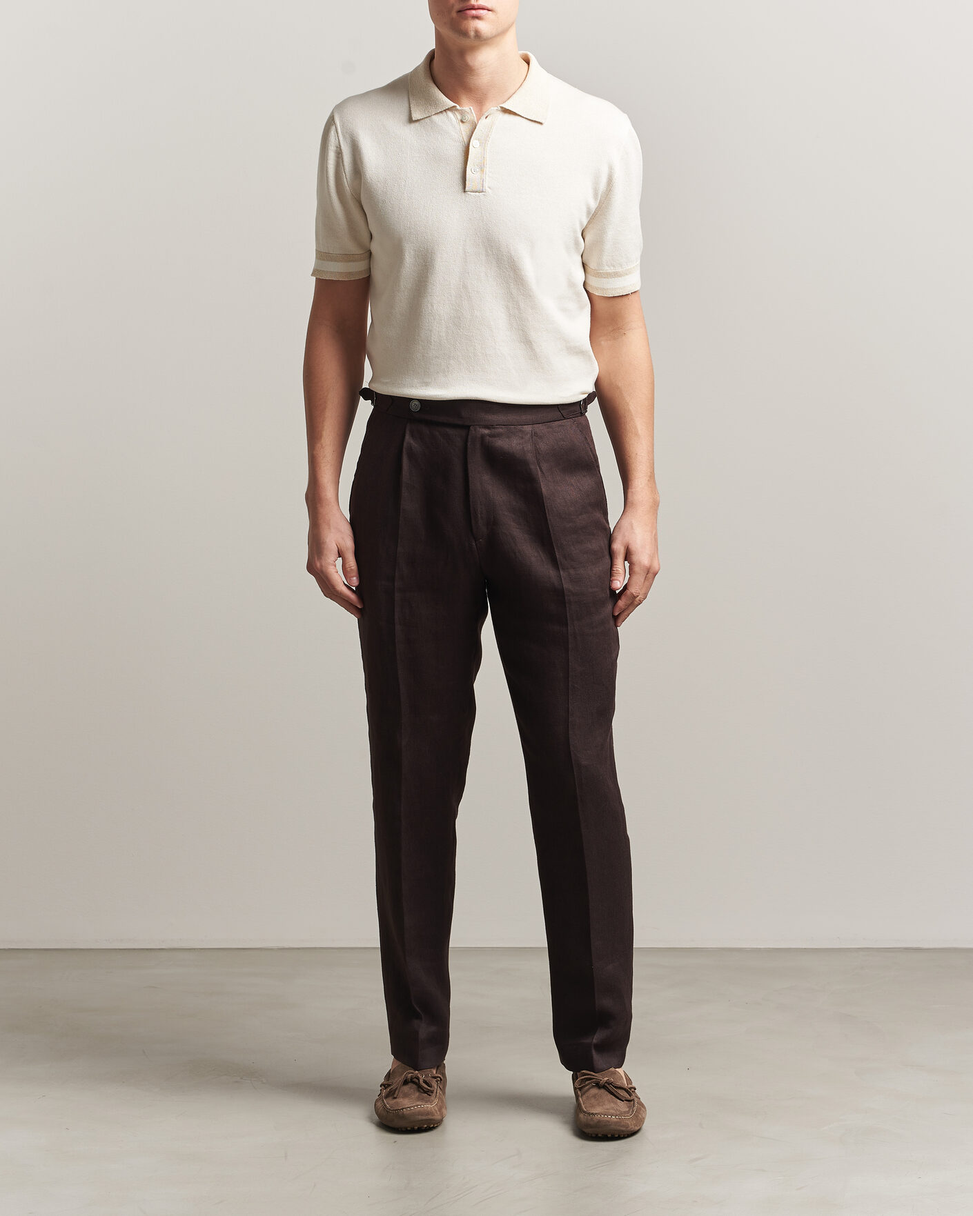 Hombres | Polos | Altea | Cotton/Linen Piquet Polo Off White