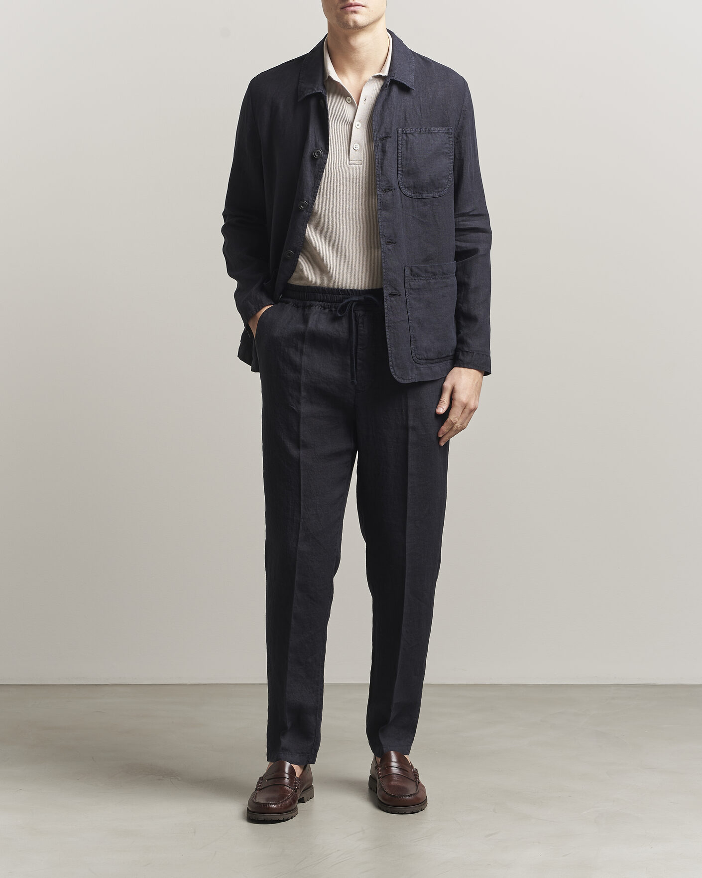 Hombres | Abrigos y chaquetas | Altea | Linen Chore Jacket Navy