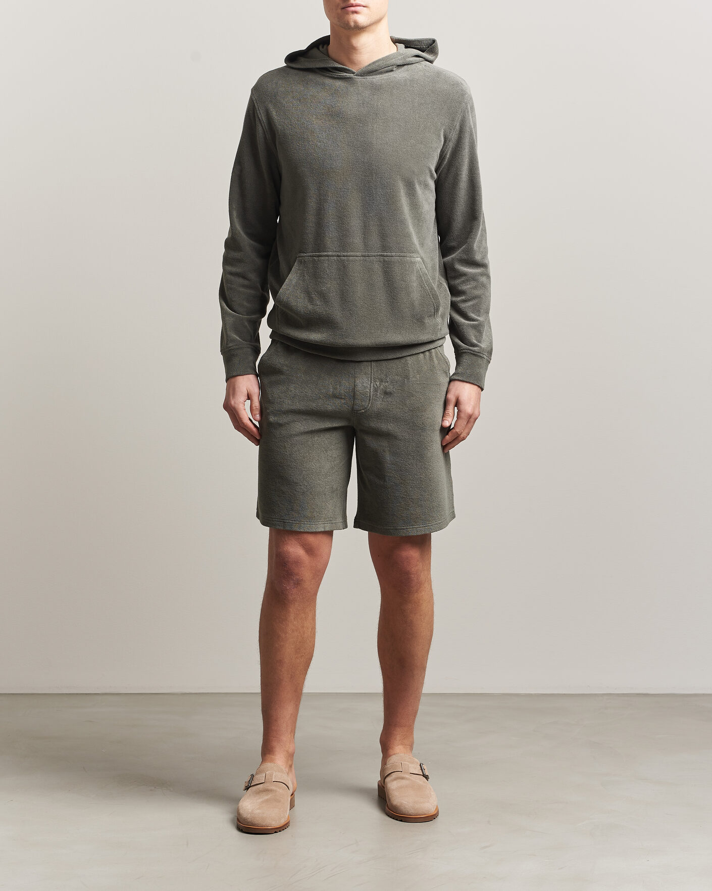 Hombres | Jerséis y prendas de punto | Altea | Terry Cotton Hoodie Olive