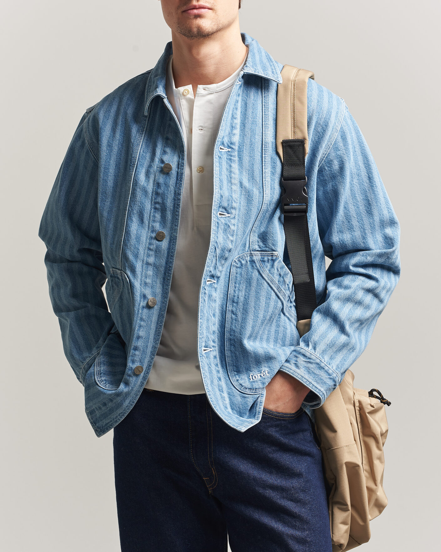 Hombres | Camisas | Forét | Berry Denim Overshirt Striped Denim