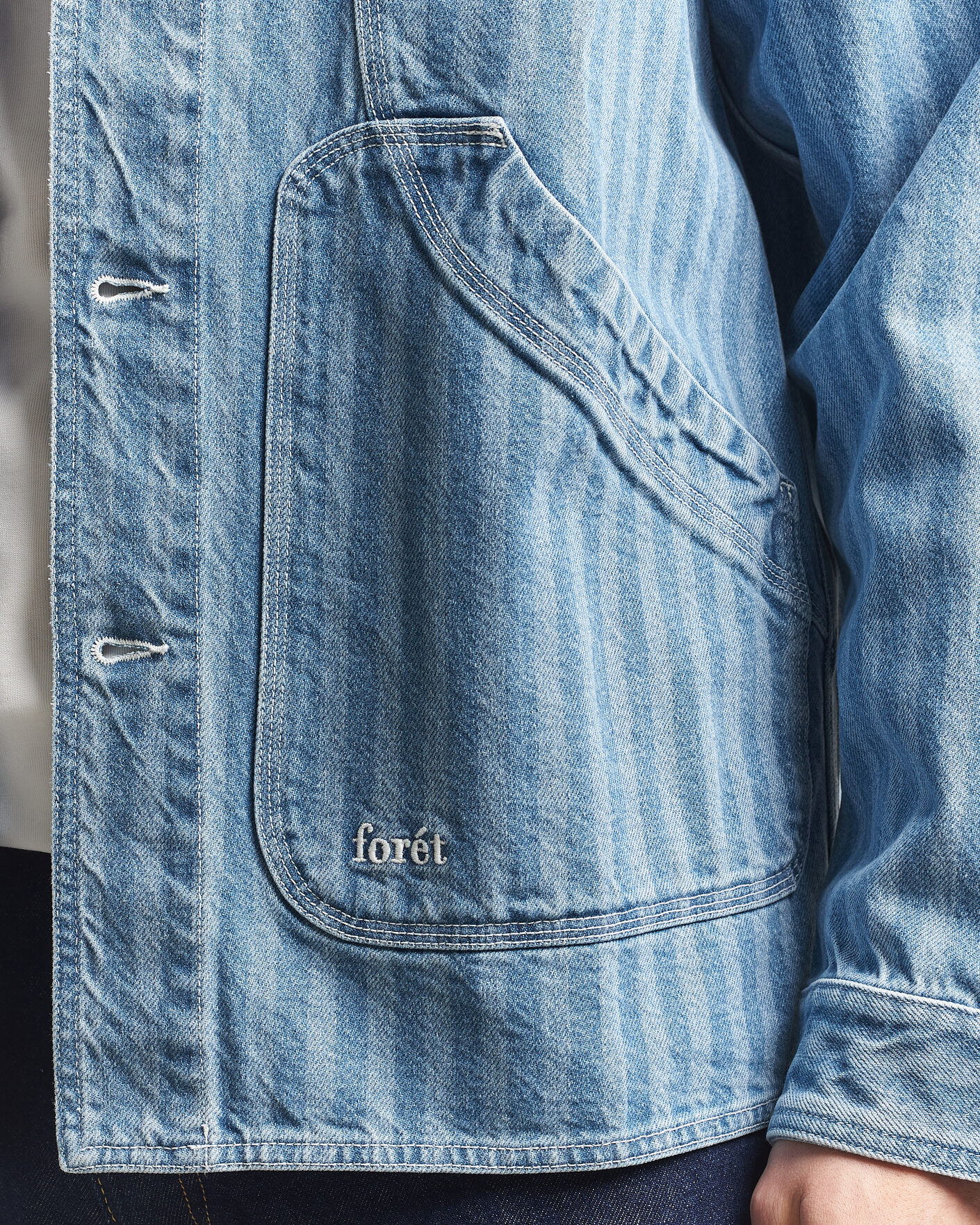 Hombres | Camisas | Forét | Berry Denim Overshirt Striped Denim