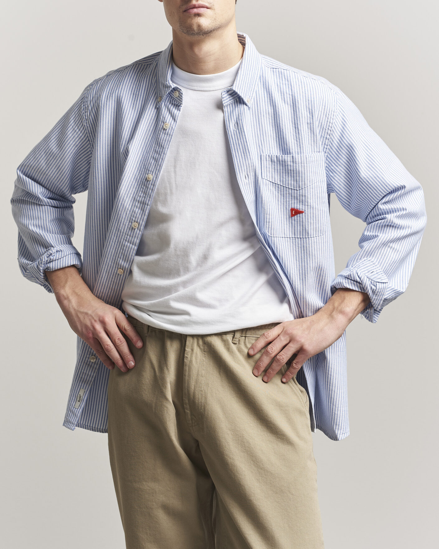 Hombres | Camisas | Forét | Flag Regular Fit Pocket Oxford Shirt Blue Stripe