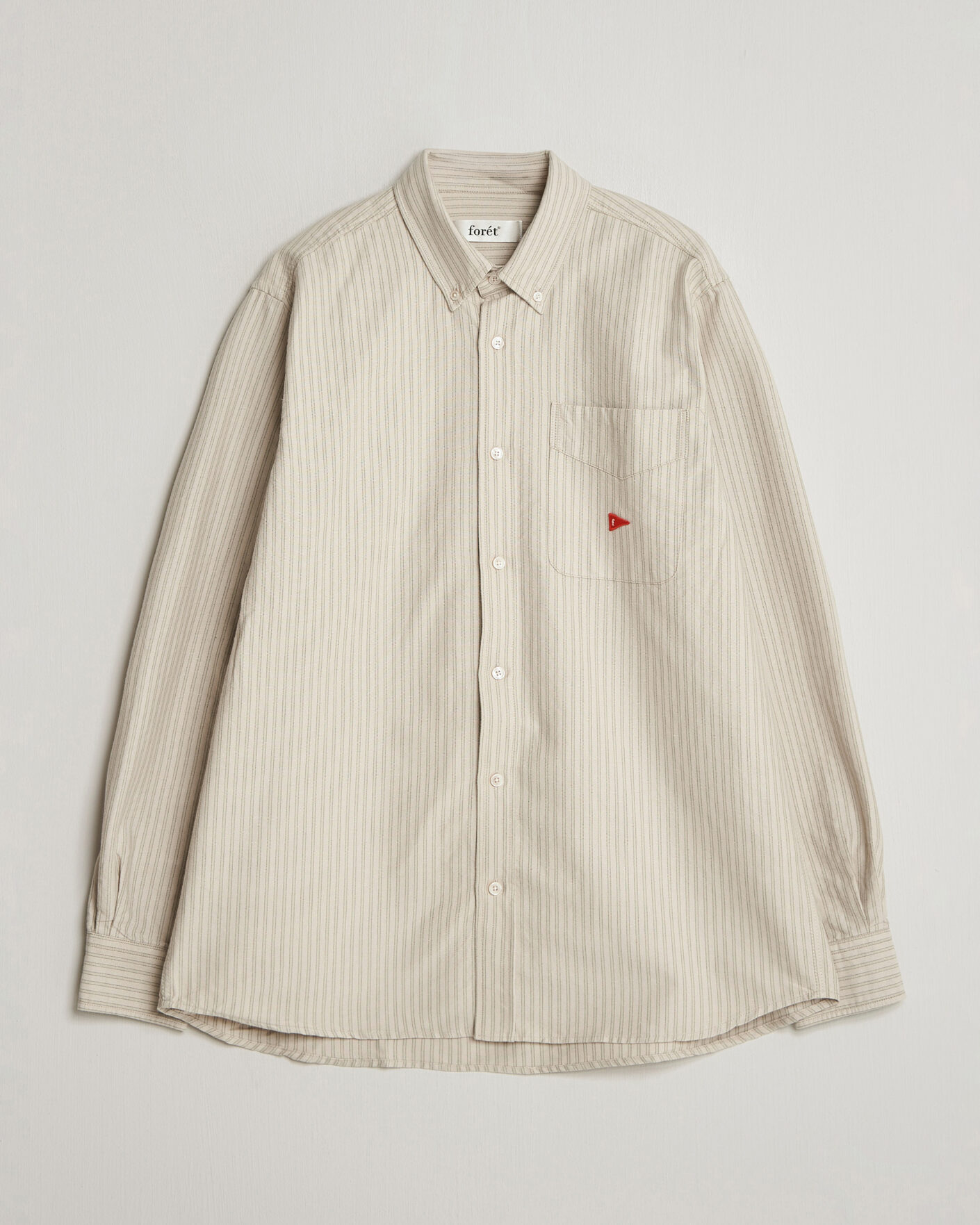 Hombres | Camisas | Forét | Flag Regular Fit Pocket Oxford Shirt Taupe Stripe