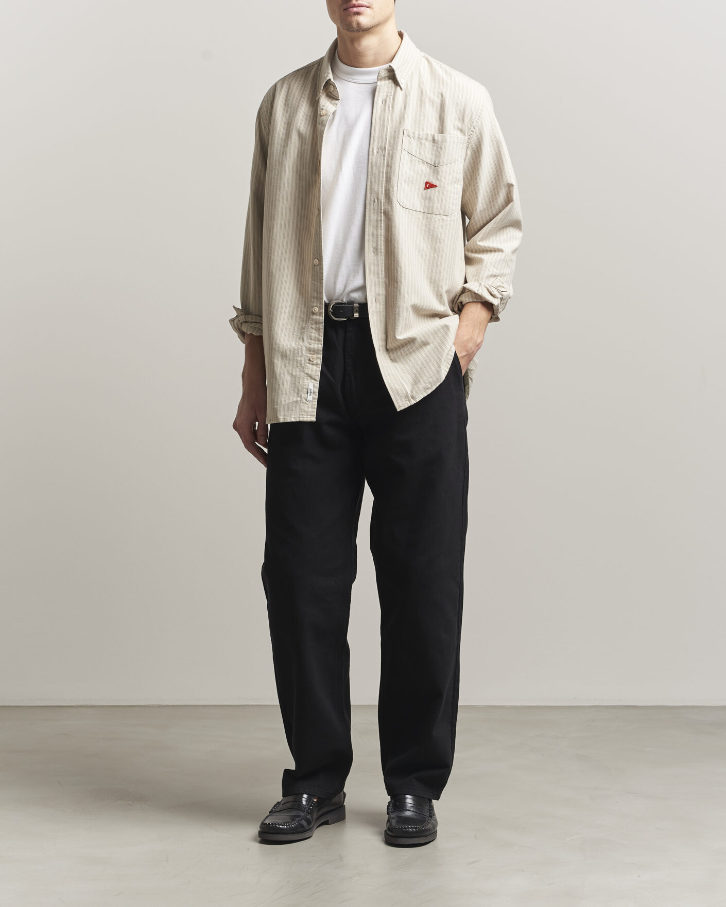 Hombres | Camisas | Forét | Flag Regular Fit Pocket Oxford Shirt Taupe Stripe