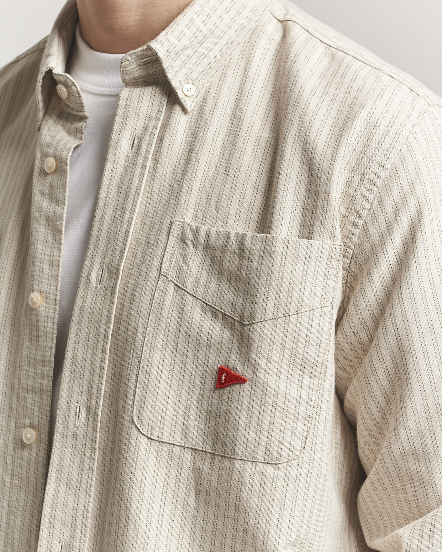 Hombres | Camisas | Forét | Flag Regular Fit Pocket Oxford Shirt Taupe Stripe