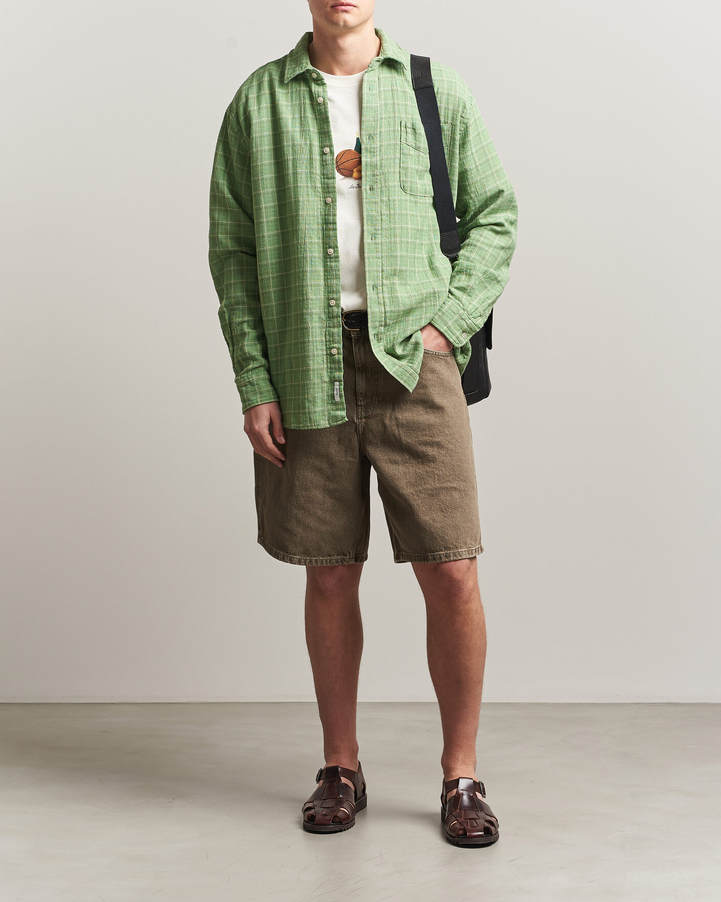 Hombres | Camisas | Forét | Scout Relaxed Fit Loose Weave Shirt Vibrant Moss