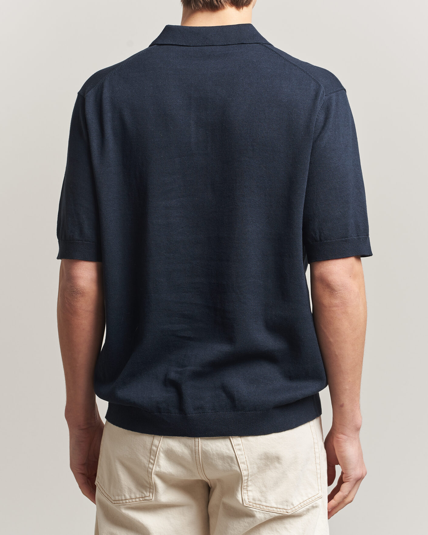 Hombres | Polos | Forét | Sea Cotton/Linen Polo Navy