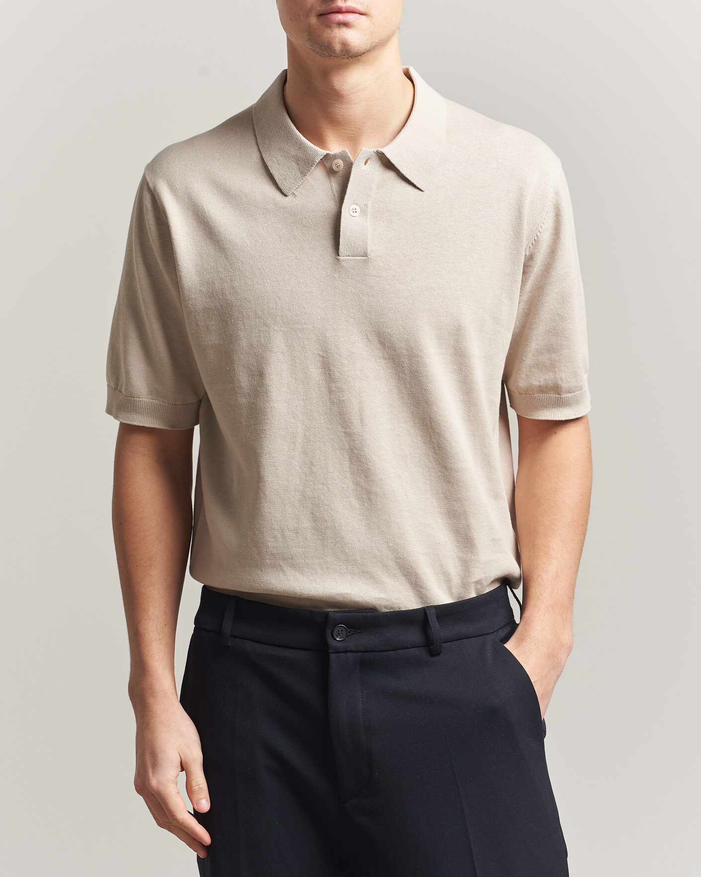 Hombres | Polos | Forét | Sea Cotton/Linen Polo Oatmeal