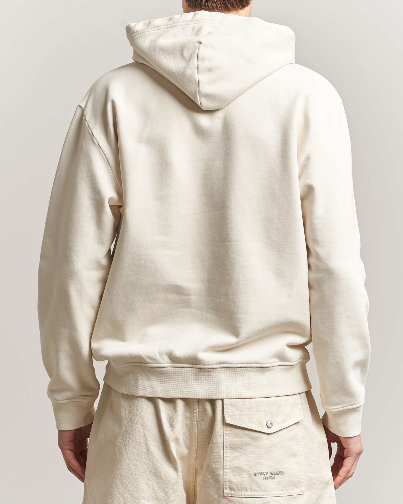 Hombres | Jerséis y prendas de punto | Stone Island | Marina Cotton Fleece Hood Ivory
