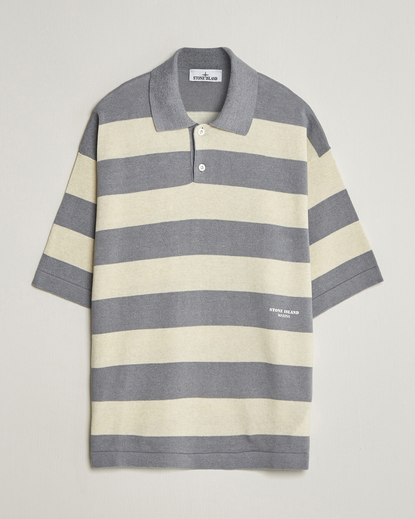Hombres | Polos | Stone Island | Marina Knitted  Cotton/Linen Polo Ivory Melange