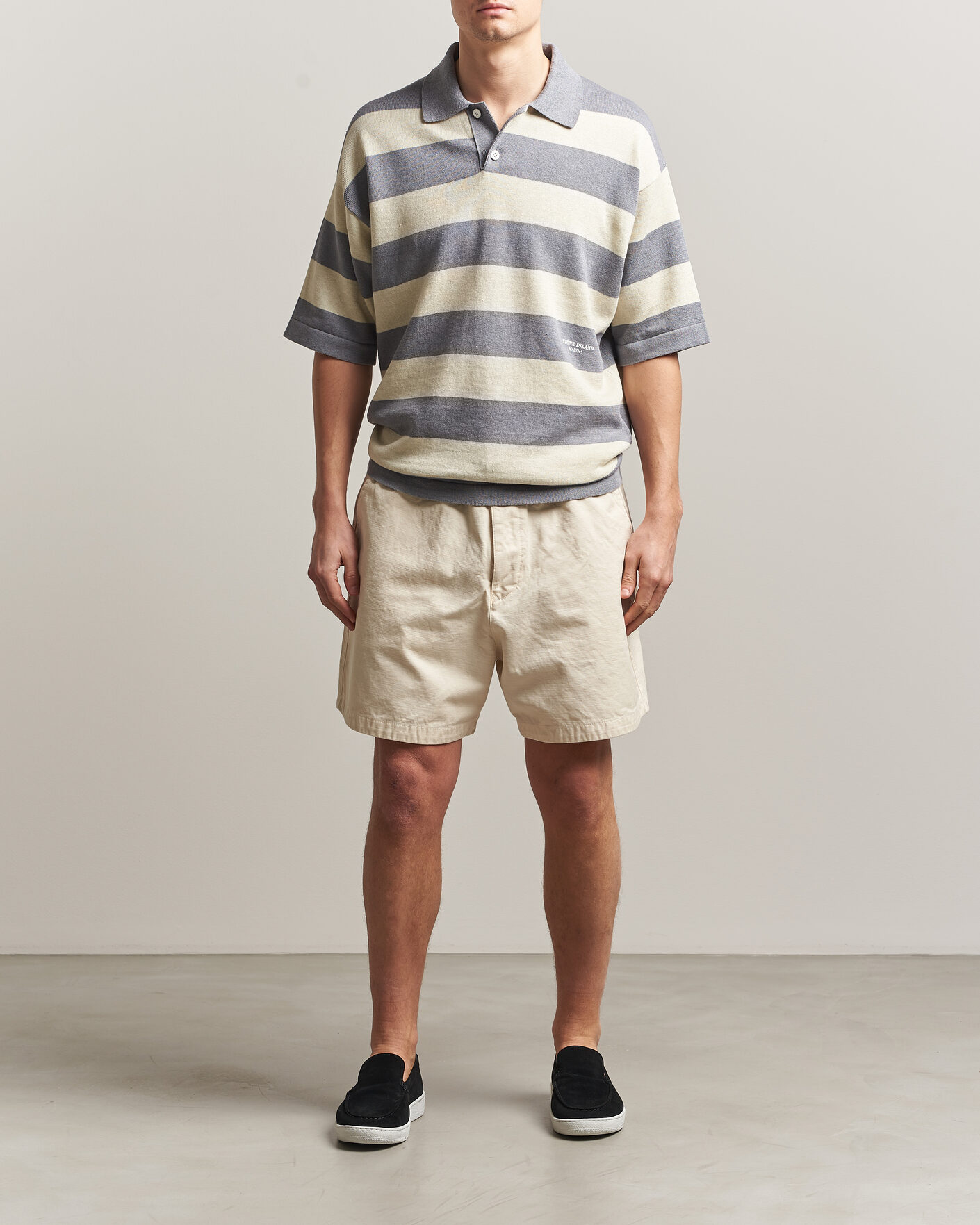 Hombres | Polos | Stone Island | Marina Knitted Cotton/Linen Polo Ivory Melange
