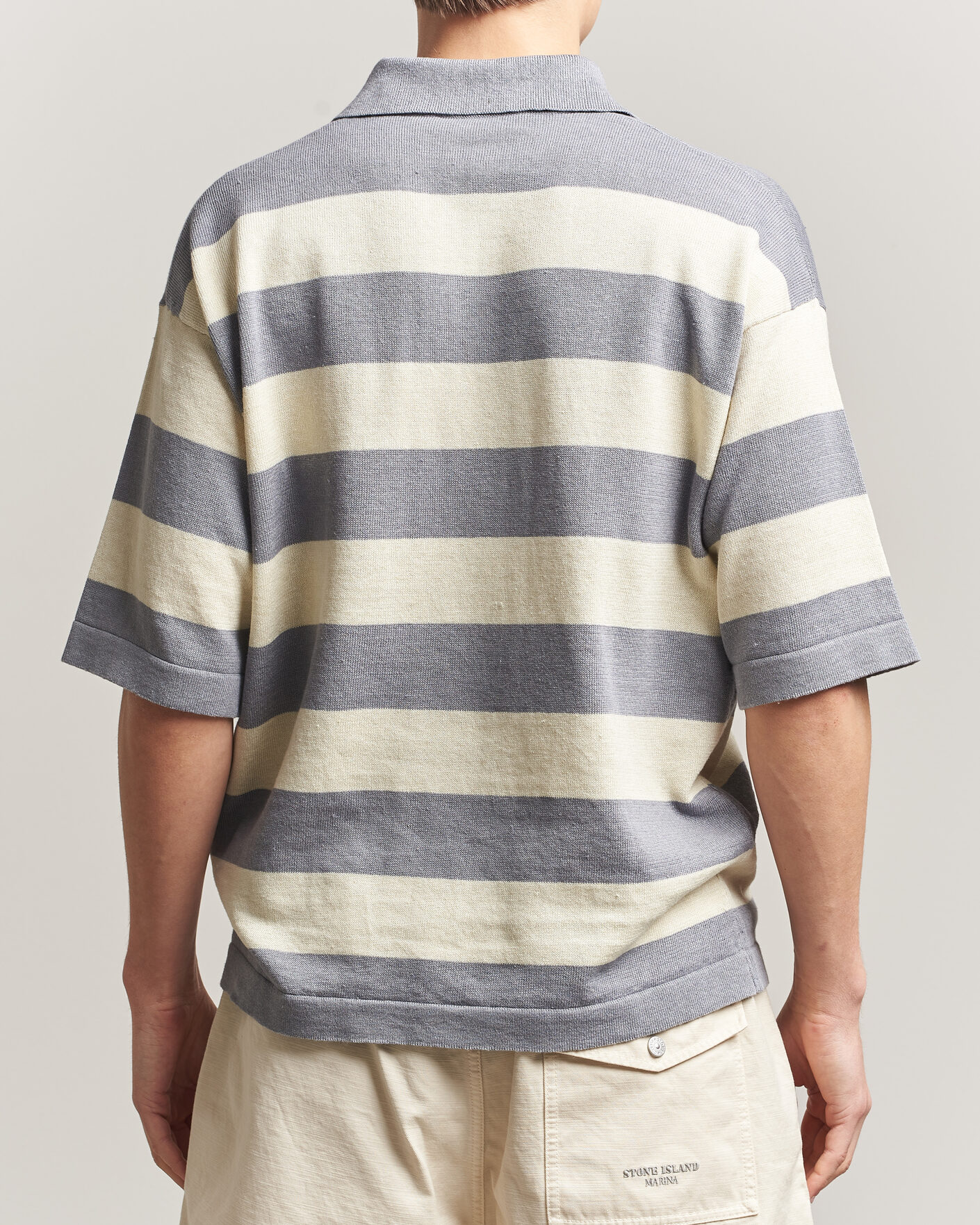 Hombres | Polos | Stone Island | Marina Knitted  Cotton/Linen Polo Ivory Melange