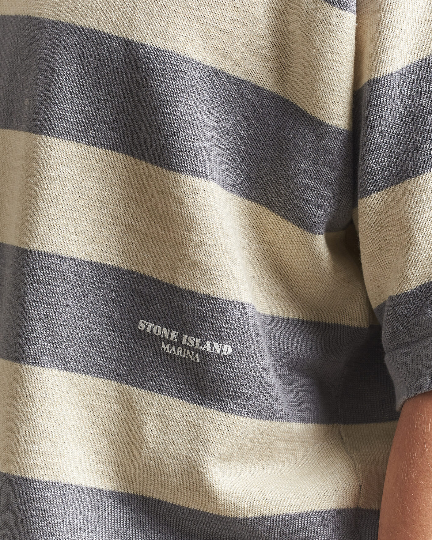 Hombres | Polos | Stone Island | Marina Knitted  Cotton/Linen Polo Ivory Melange