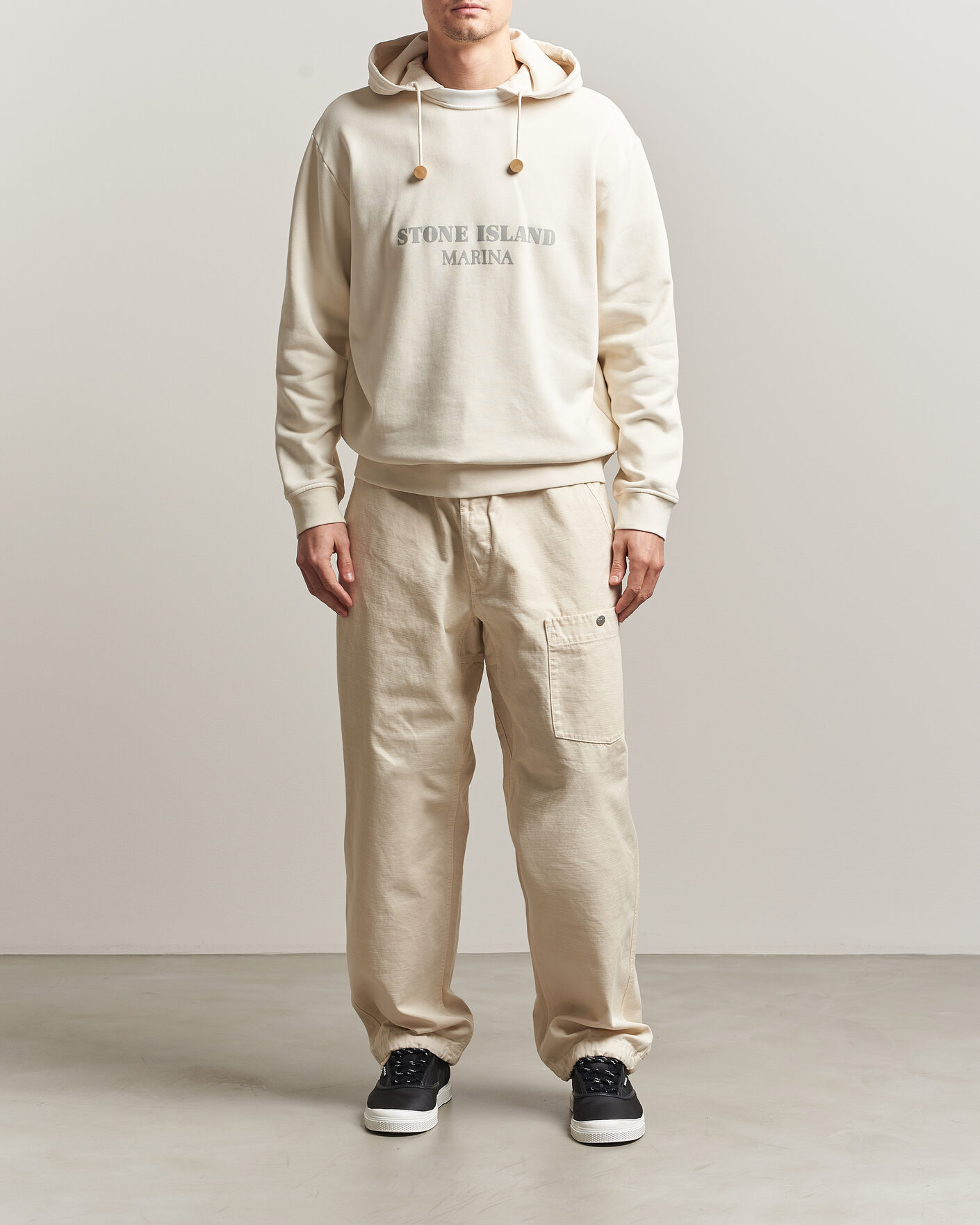 Hombres | Pantalones | Stone Island | Marina Cotton Twill Trousers Ivory