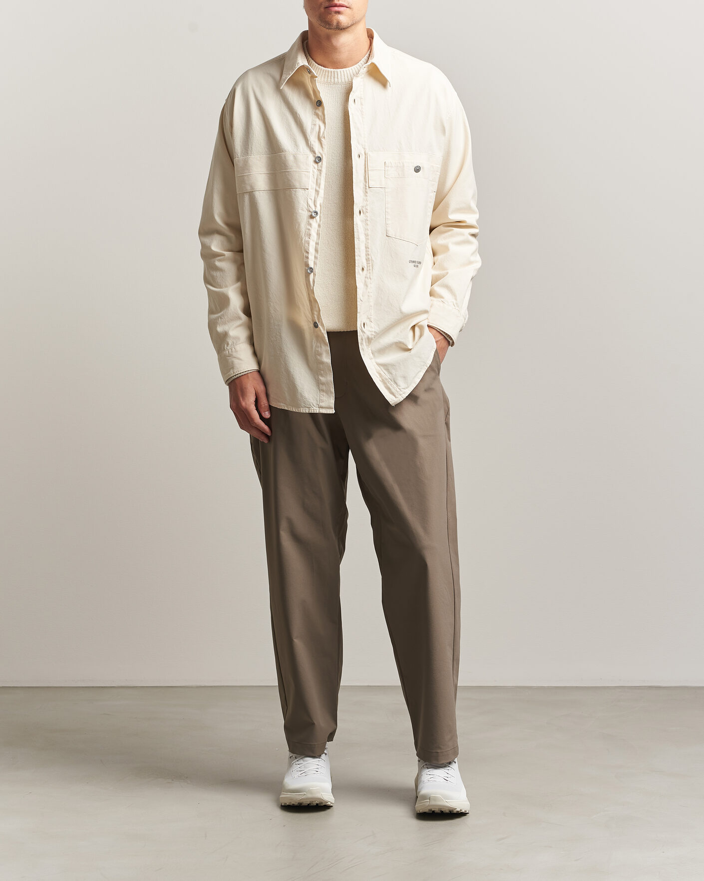 Hombres | Camisas | Stone Island | Marina Cotton Panama Weave Overshirt Ivory