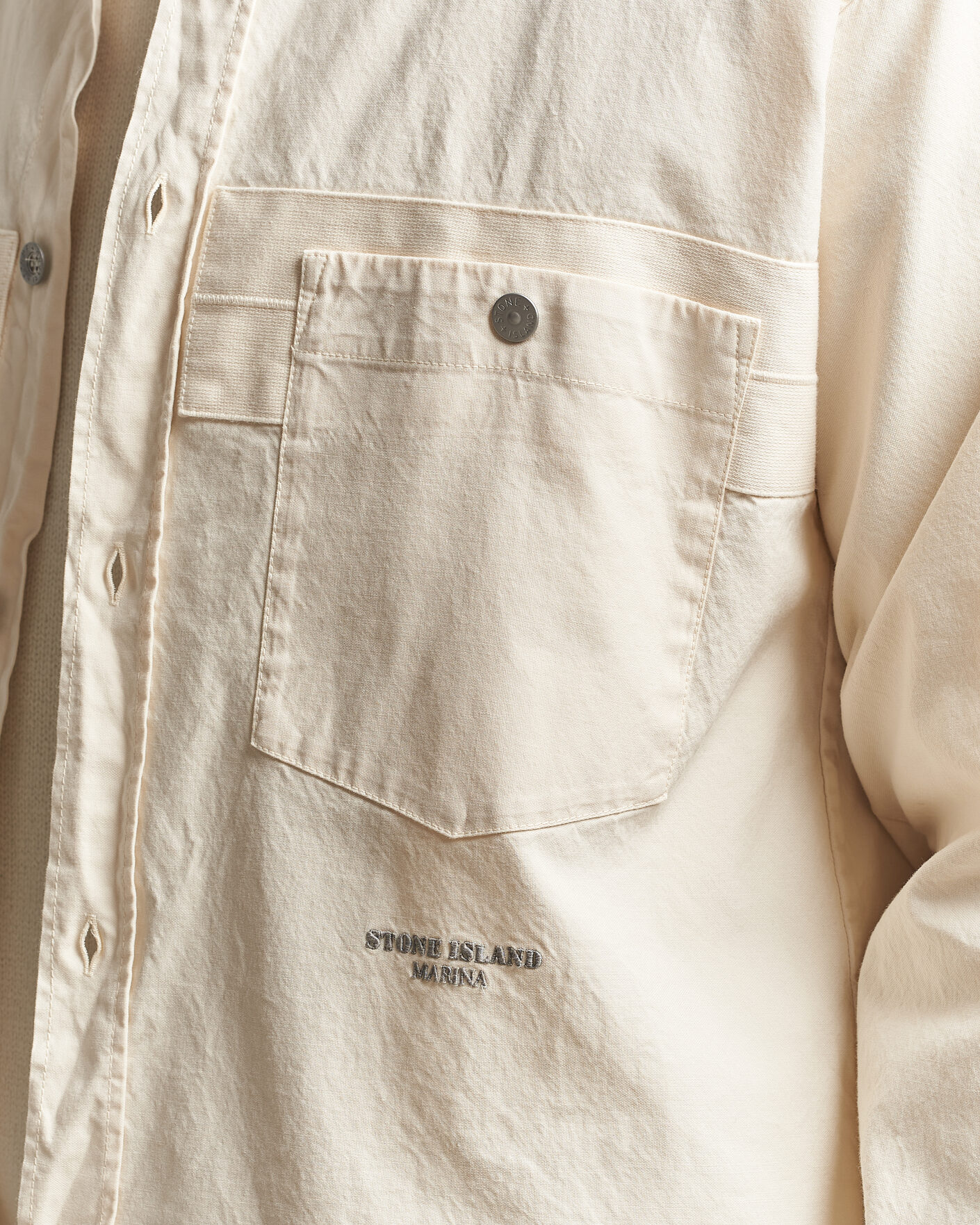 Hombres | Camisas | Stone Island | Marina Cotton Panama Weave Overshirt Ivory