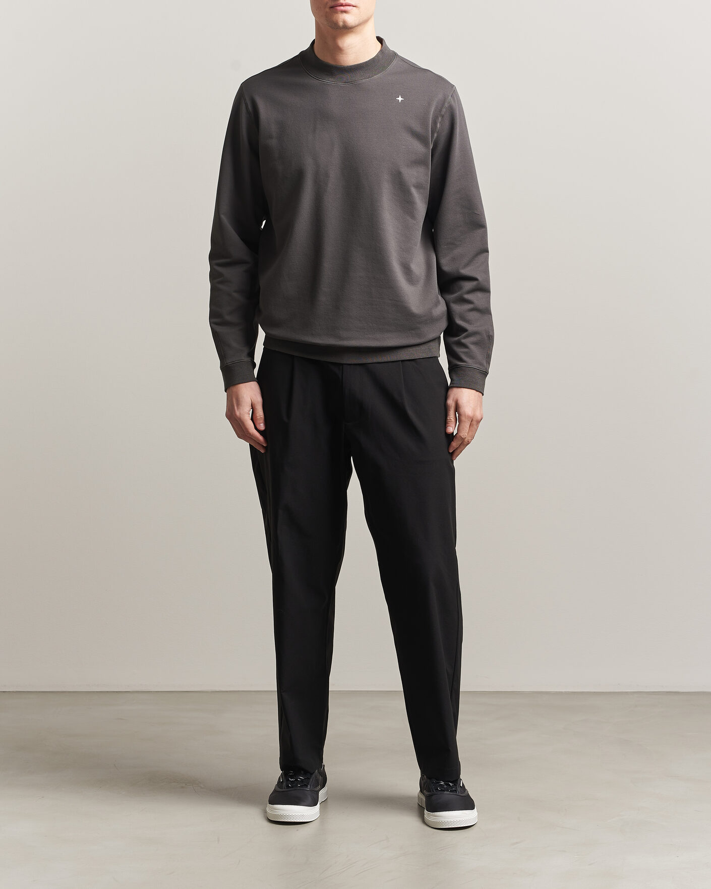 Hombres | Jerséis y prendas de punto | Stone Island | Stellina Cotton Sweatshirt Charcoal