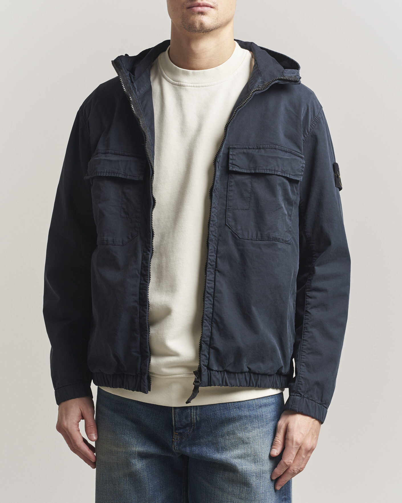 Hombres | Abrigos y chaquetas | Stone Island | Stretch Cotton Twill Hood Jacket Navy
