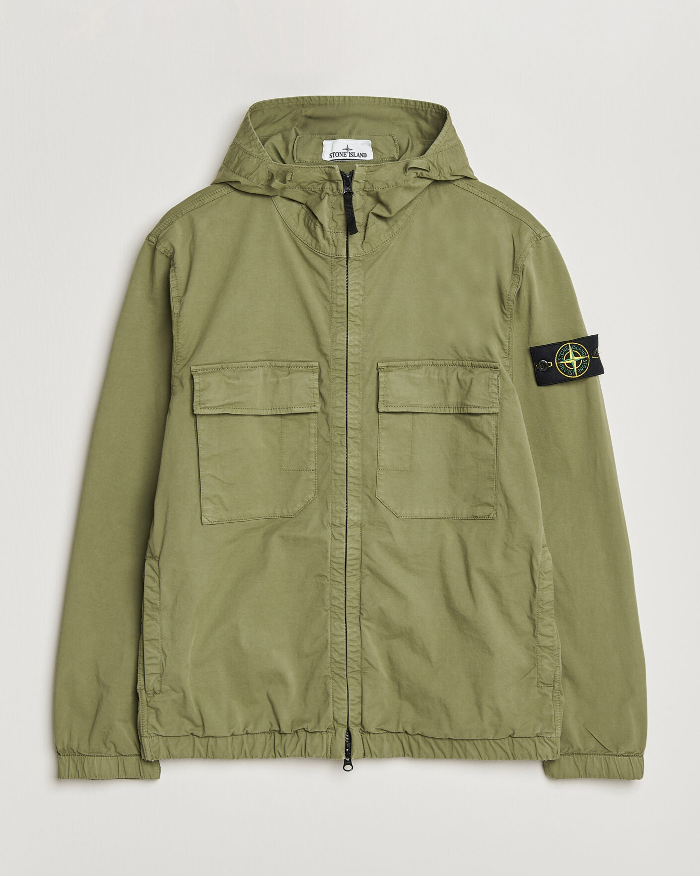 Hombres | Abrigos y chaquetas | Stone Island | Stretch Cotton Twill Hood Jacket Military Green