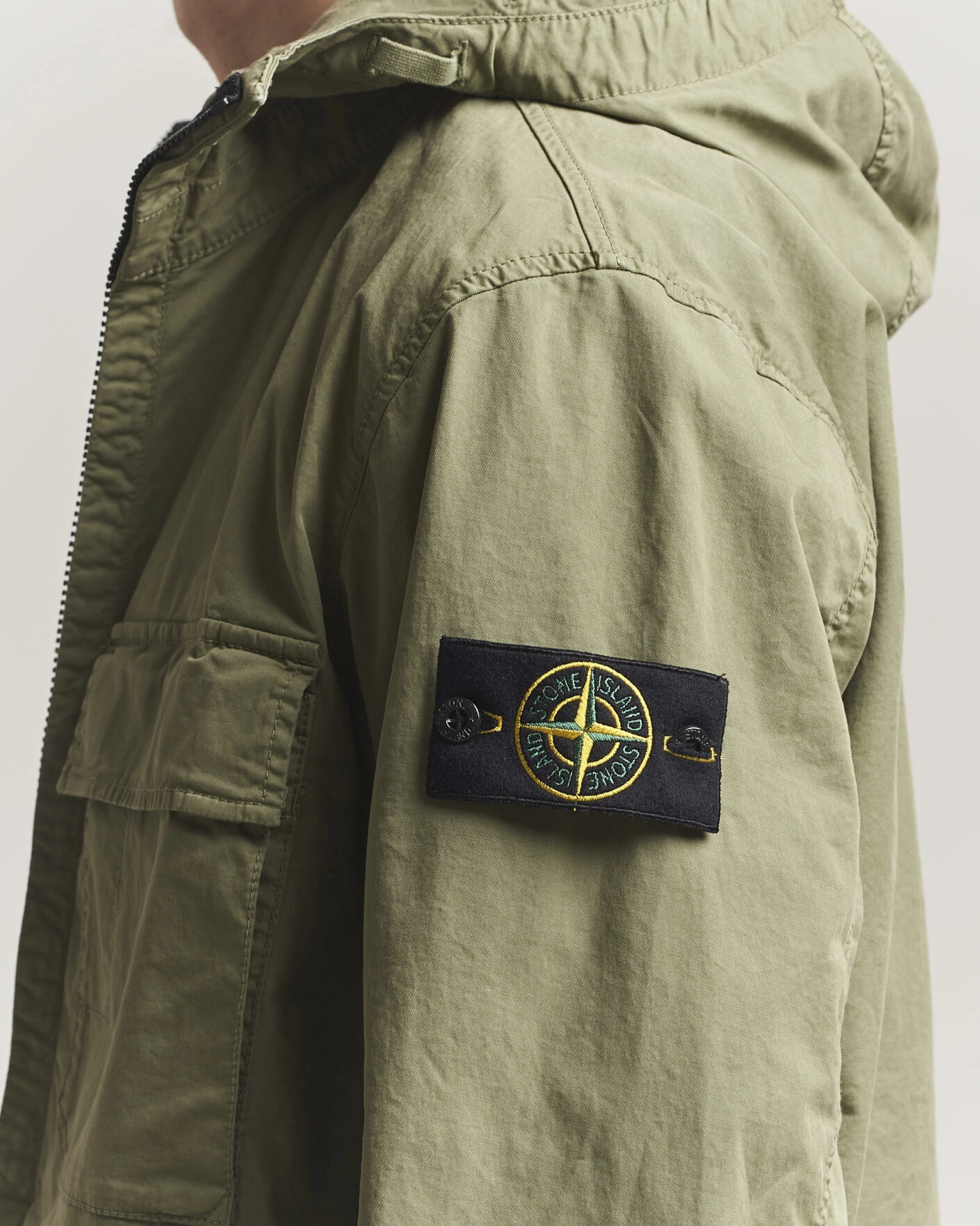 Hombres | Abrigos y chaquetas | Stone Island | Stretch Cotton Twill Hood Jacket Military Green
