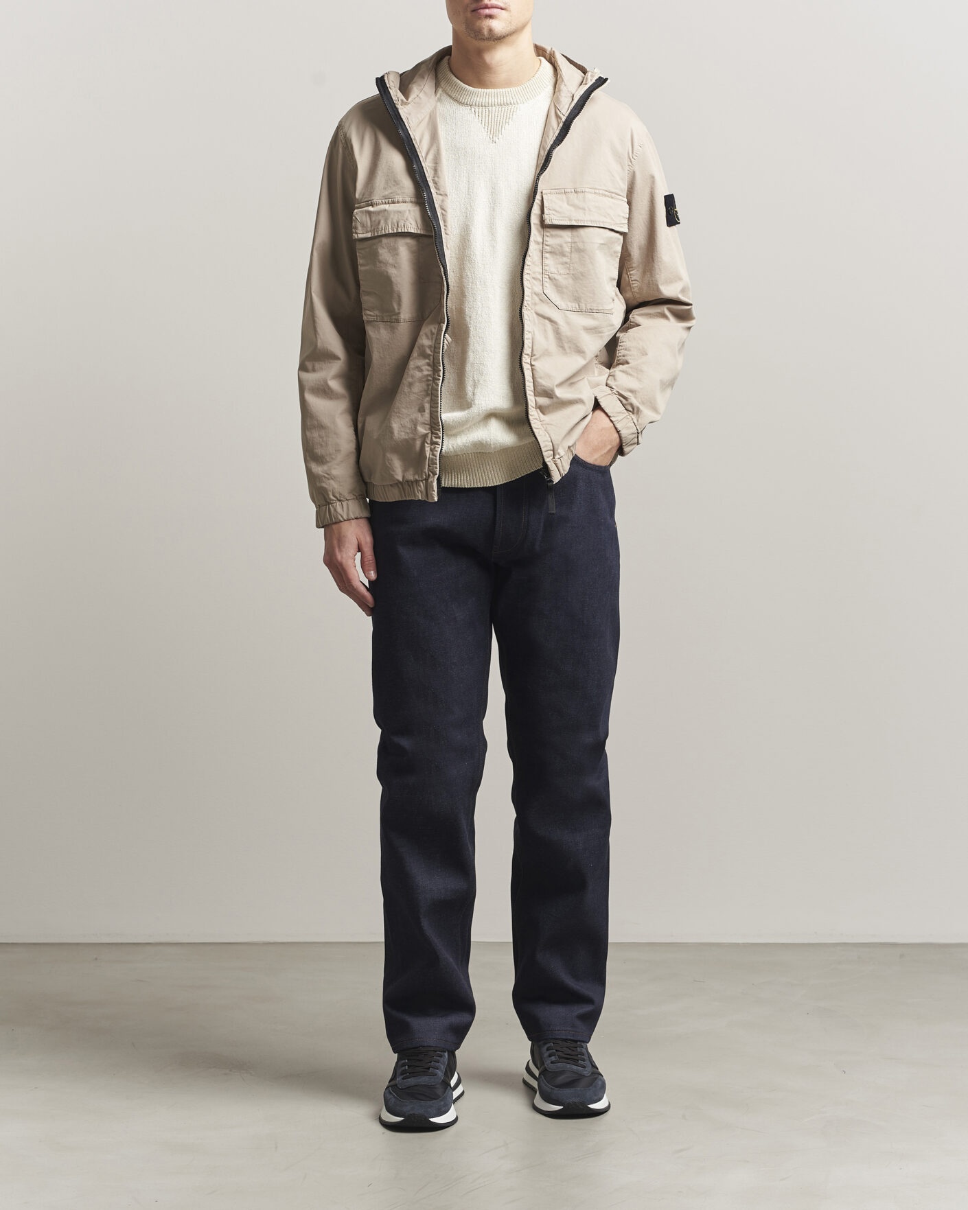 Hombres | Abrigos y chaquetas | Stone Island | Stretch Cotton Twill Hood Jacket Desert