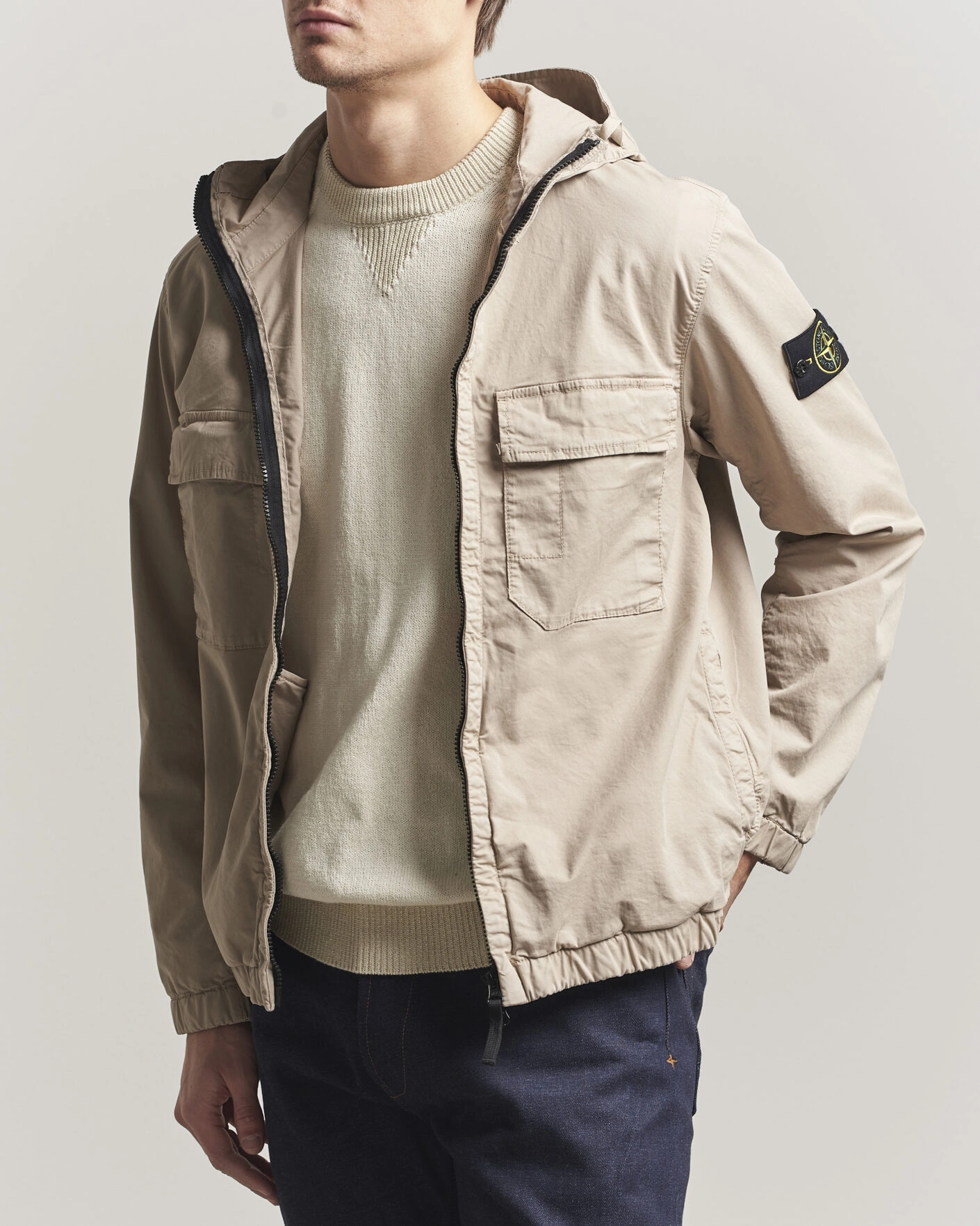 Hombres | Abrigos y chaquetas | Stone Island | Stretch Cotton Twill Hood Jacket Desert