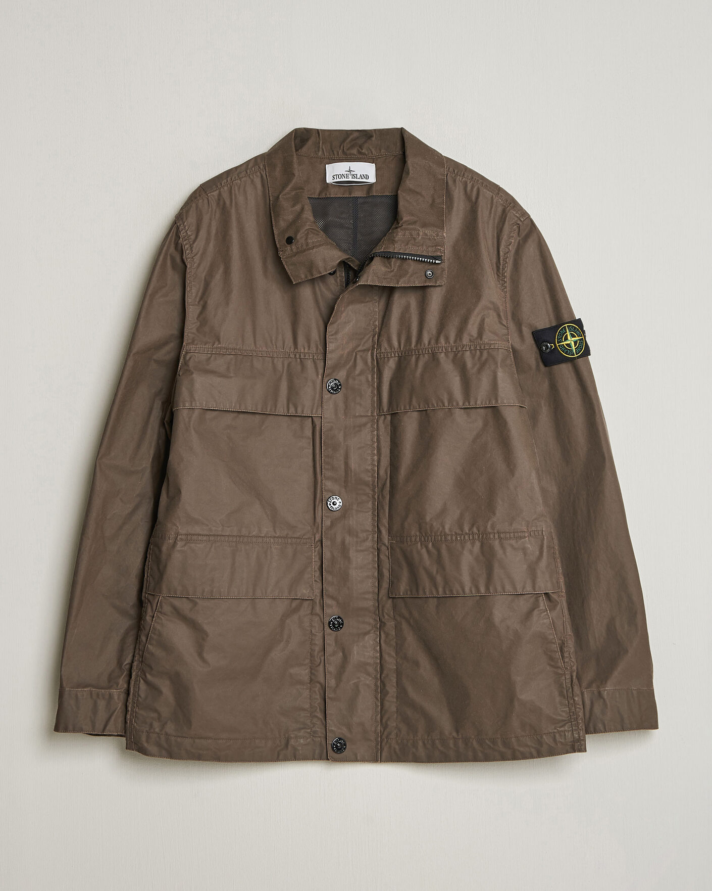 Hombres | Abrigos y chaquetas | Stone Island | Waxed Pigment Cotton Tela Field Jacket Umber