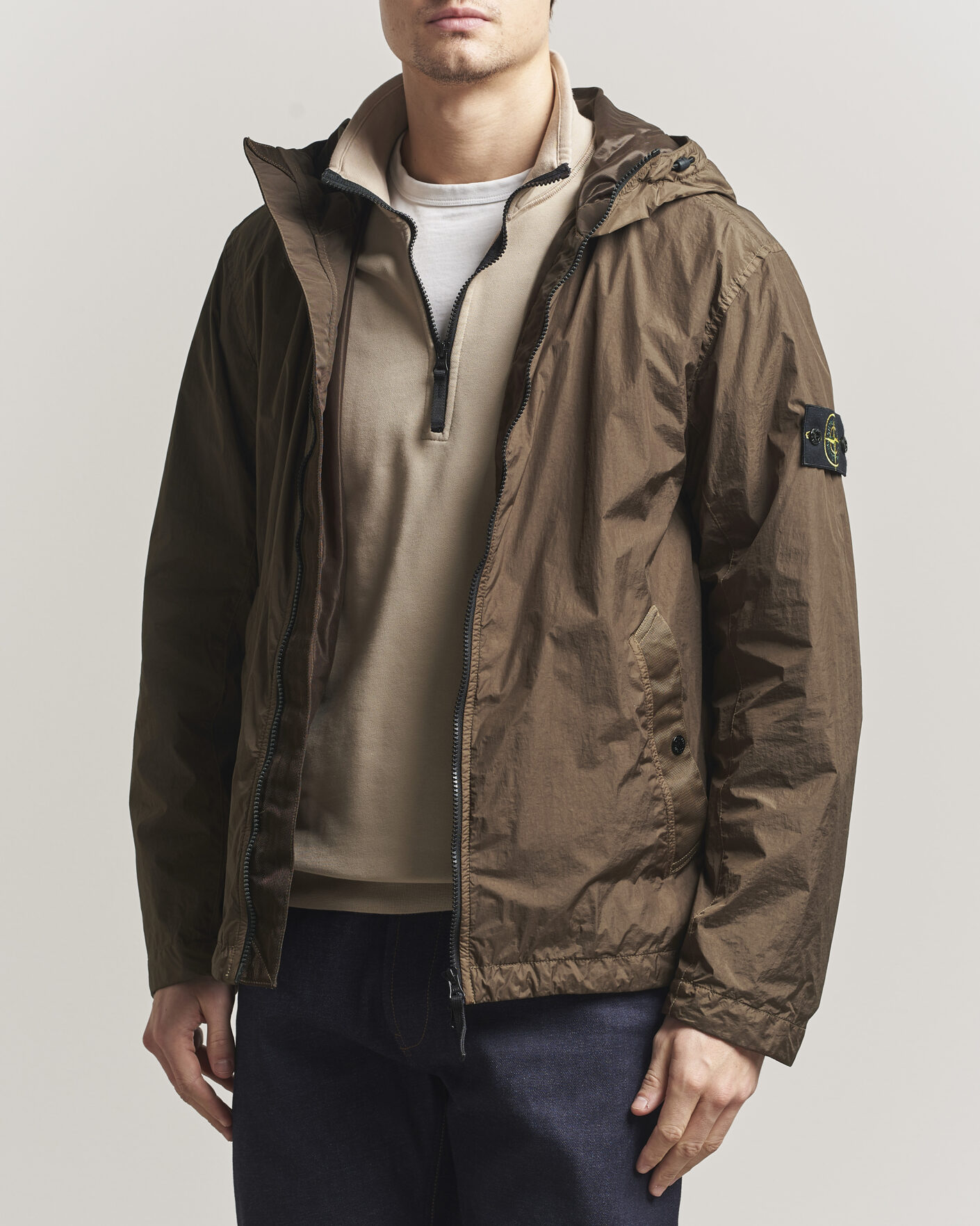 Hombres | Abrigos y chaquetas | Stone Island | Crinkle Reps Padded Hood Jacket Umber