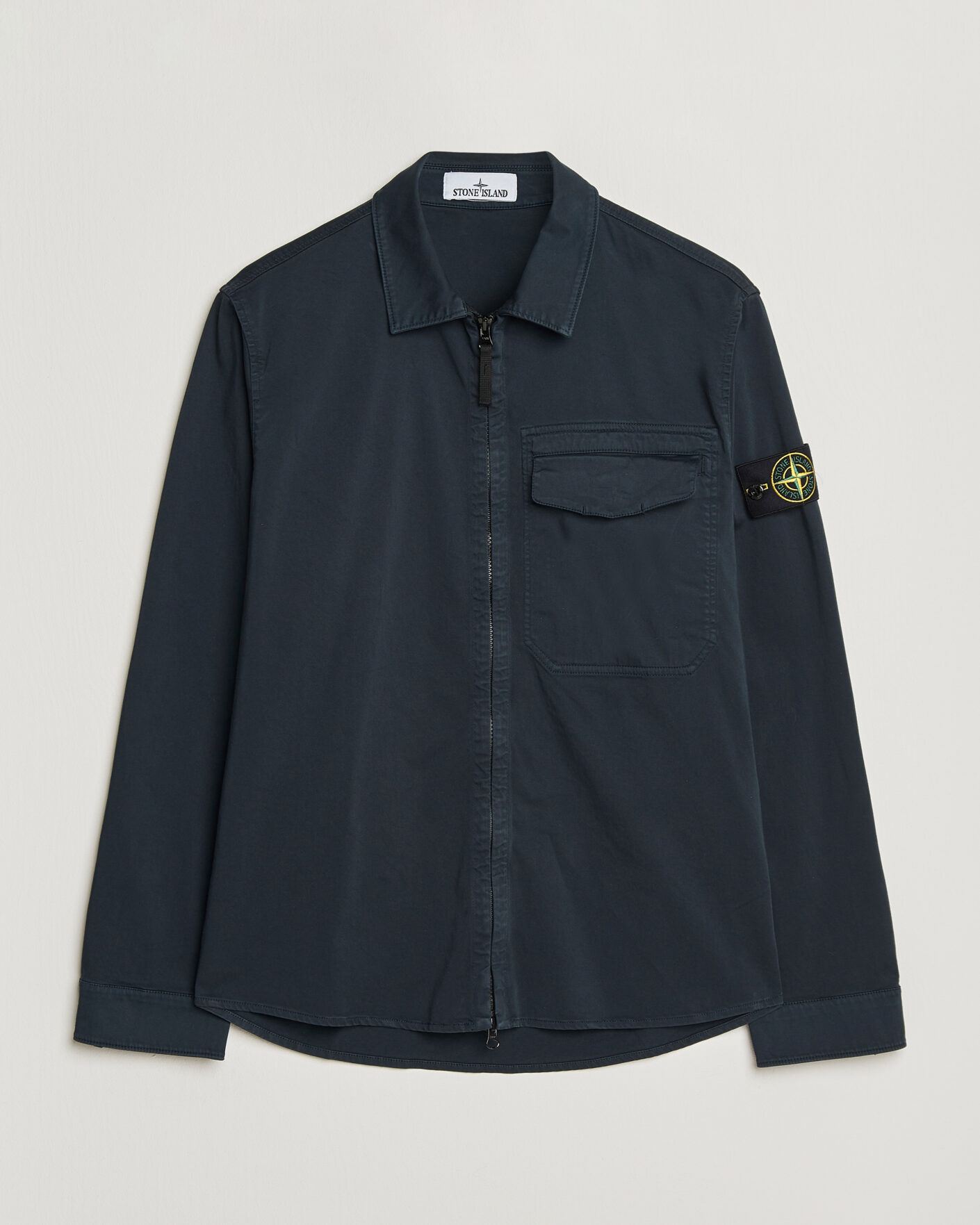 Hombres | Camisas | Stone Island | Cotton Stretch Zip Overshirt Navy