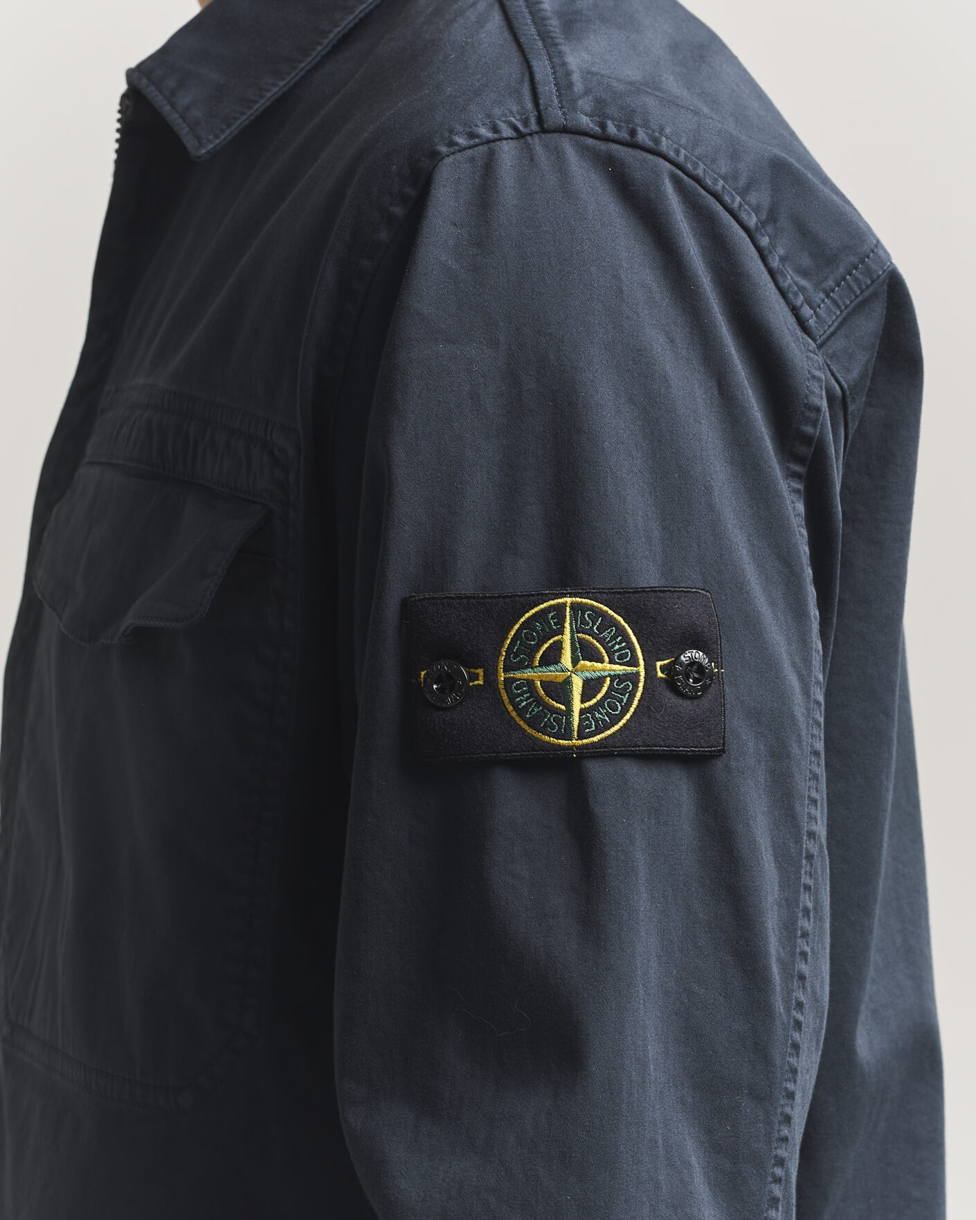 Hombres | Camisas | Stone Island | Cotton Stretch Zip Overshirt Navy