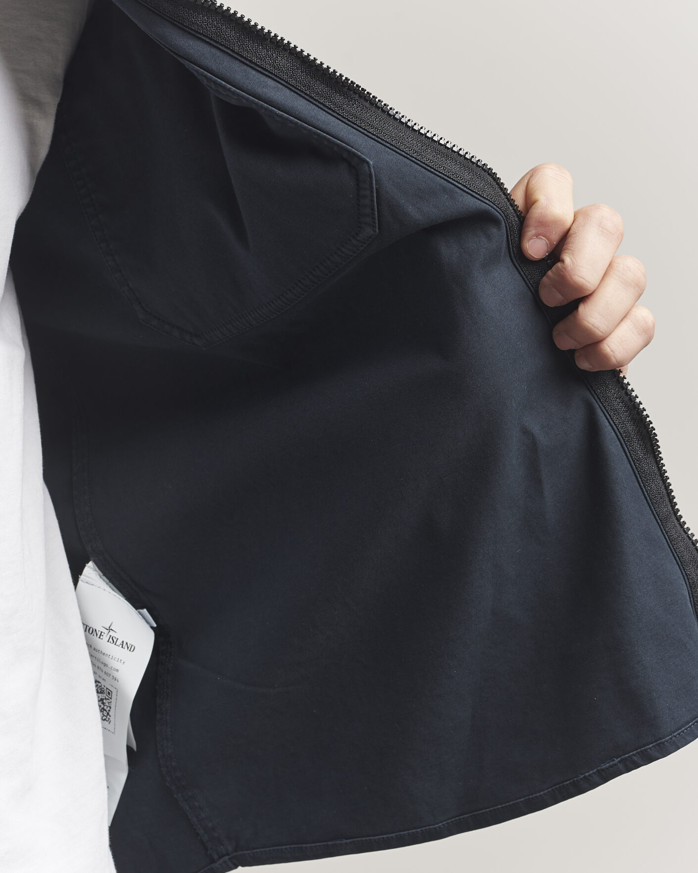 Hombres | Camisas | Stone Island | Cotton Stretch Zip Overshirt Navy