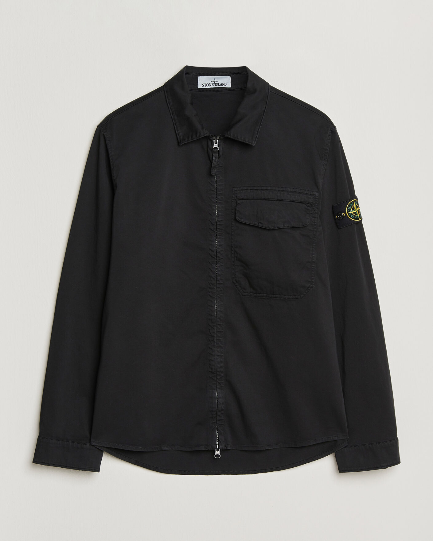 Hombres | Camisas | Stone Island | Cotton Stretch Zip Overshirt Black