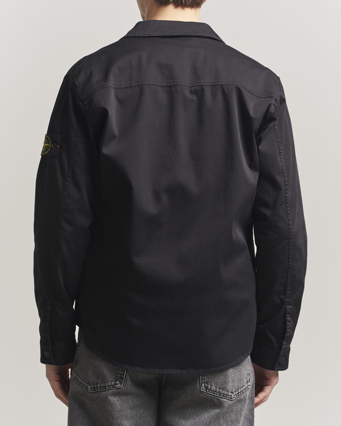 Hombres | Camisas | Stone Island | Cotton Stretch Zip Overshirt Black