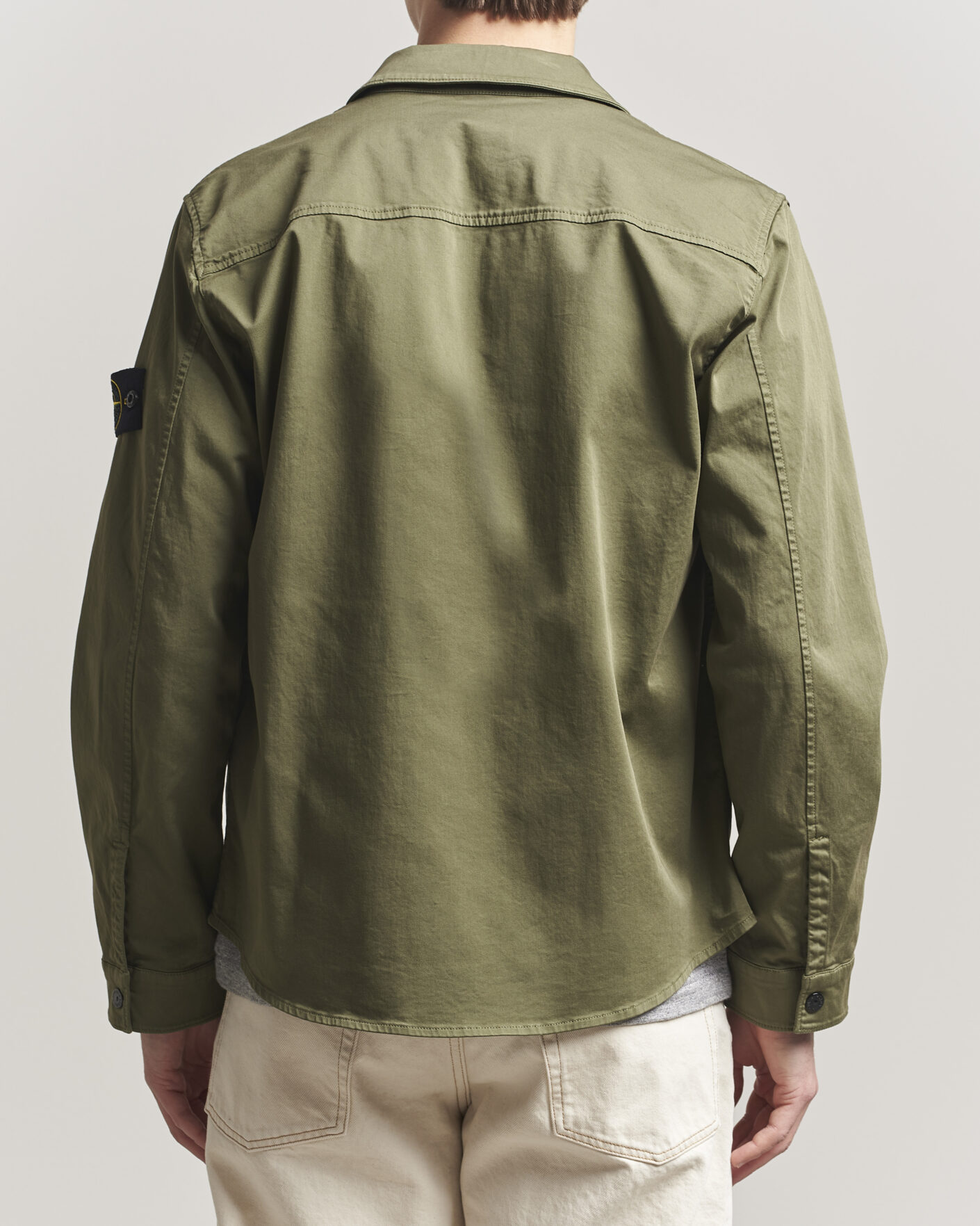 Hombres | Camisas | Stone Island | Cotton Stretch Zip Overshirt Military Green