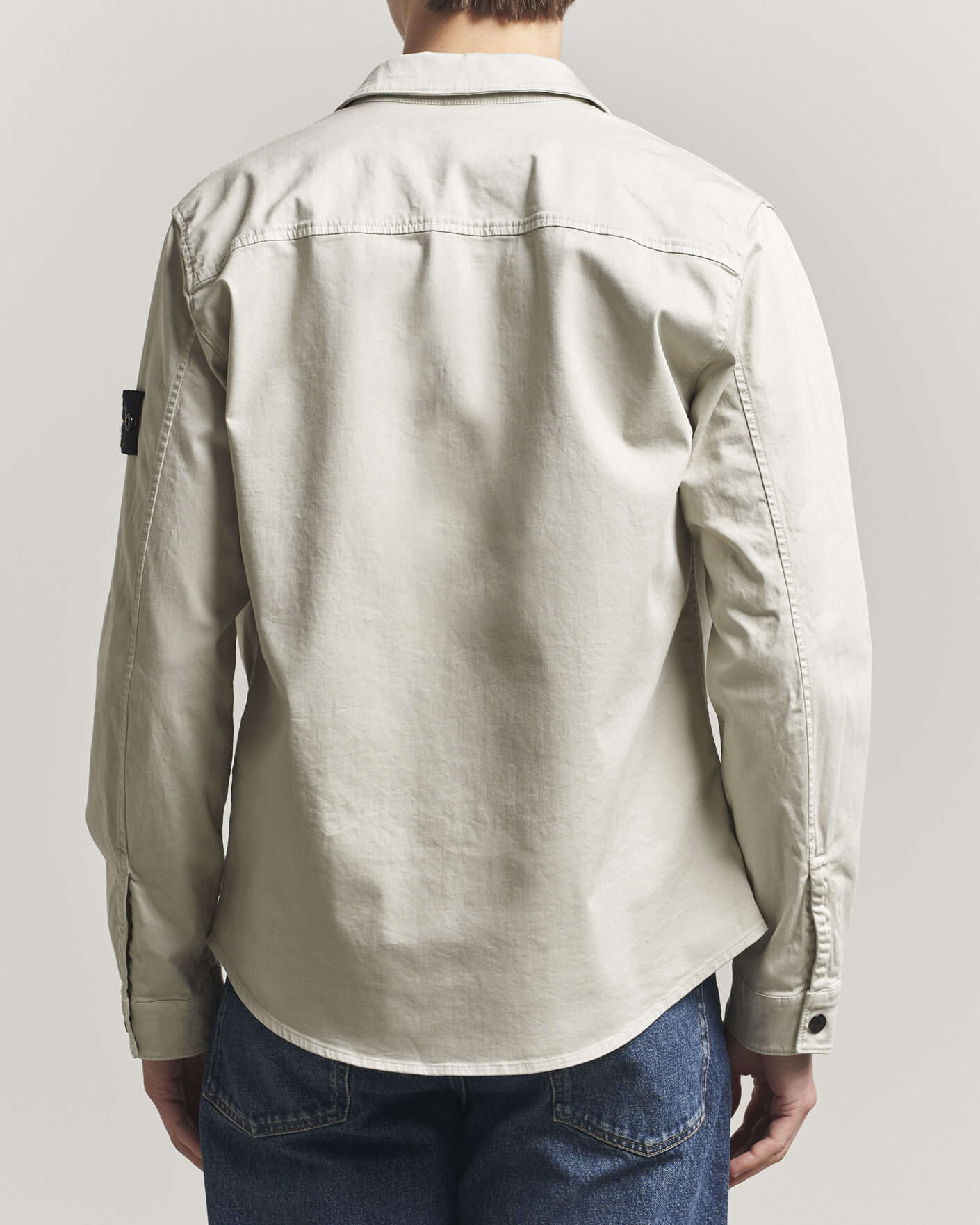 Hombres | Camisas | Stone Island | Cotton Stretch Zip Overshirt Pearl Grey