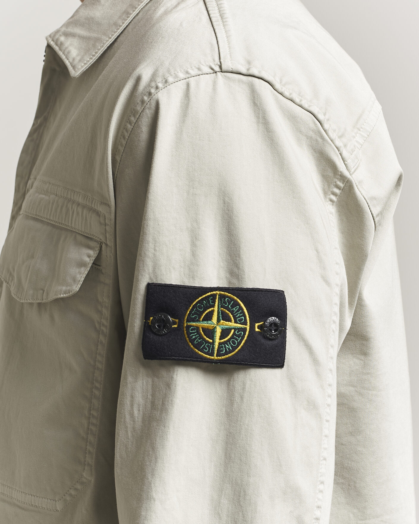 Hombres | Camisas | Stone Island | Cotton Stretch Zip Overshirt Pearl Grey