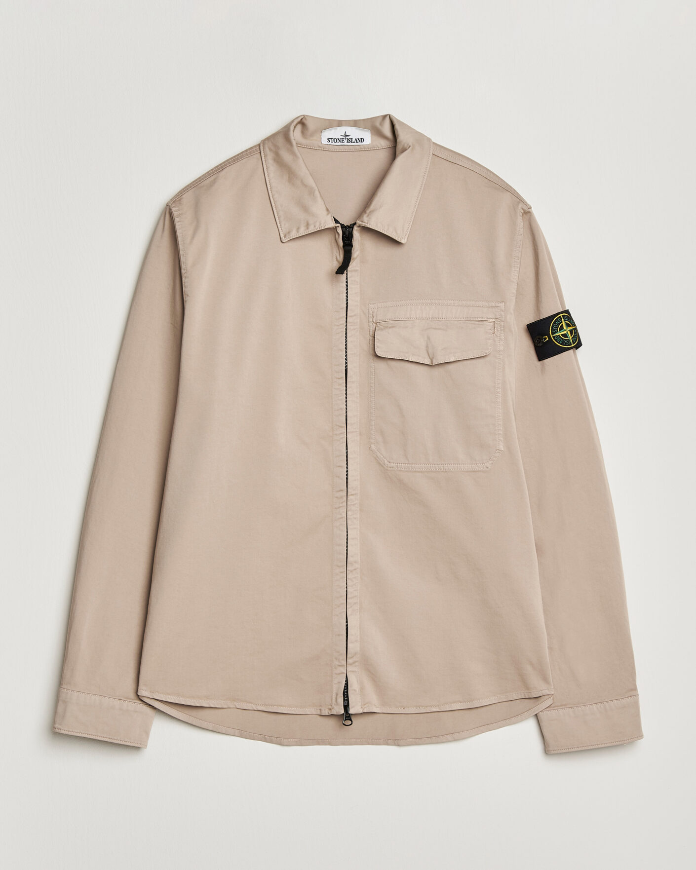 Hombres | Camisas | Stone Island | Cotton Stretch Zip Overshirt Desert