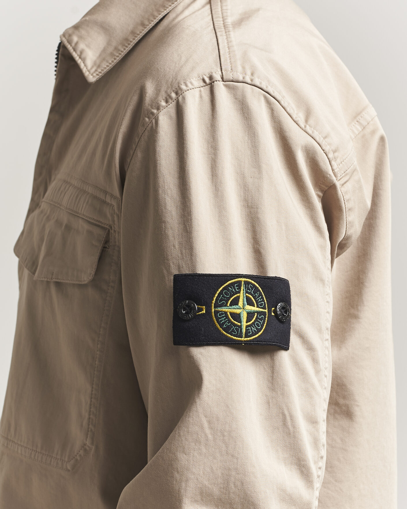 Hombres | Camisas | Stone Island | Cotton Stretch Zip Overshirt Desert