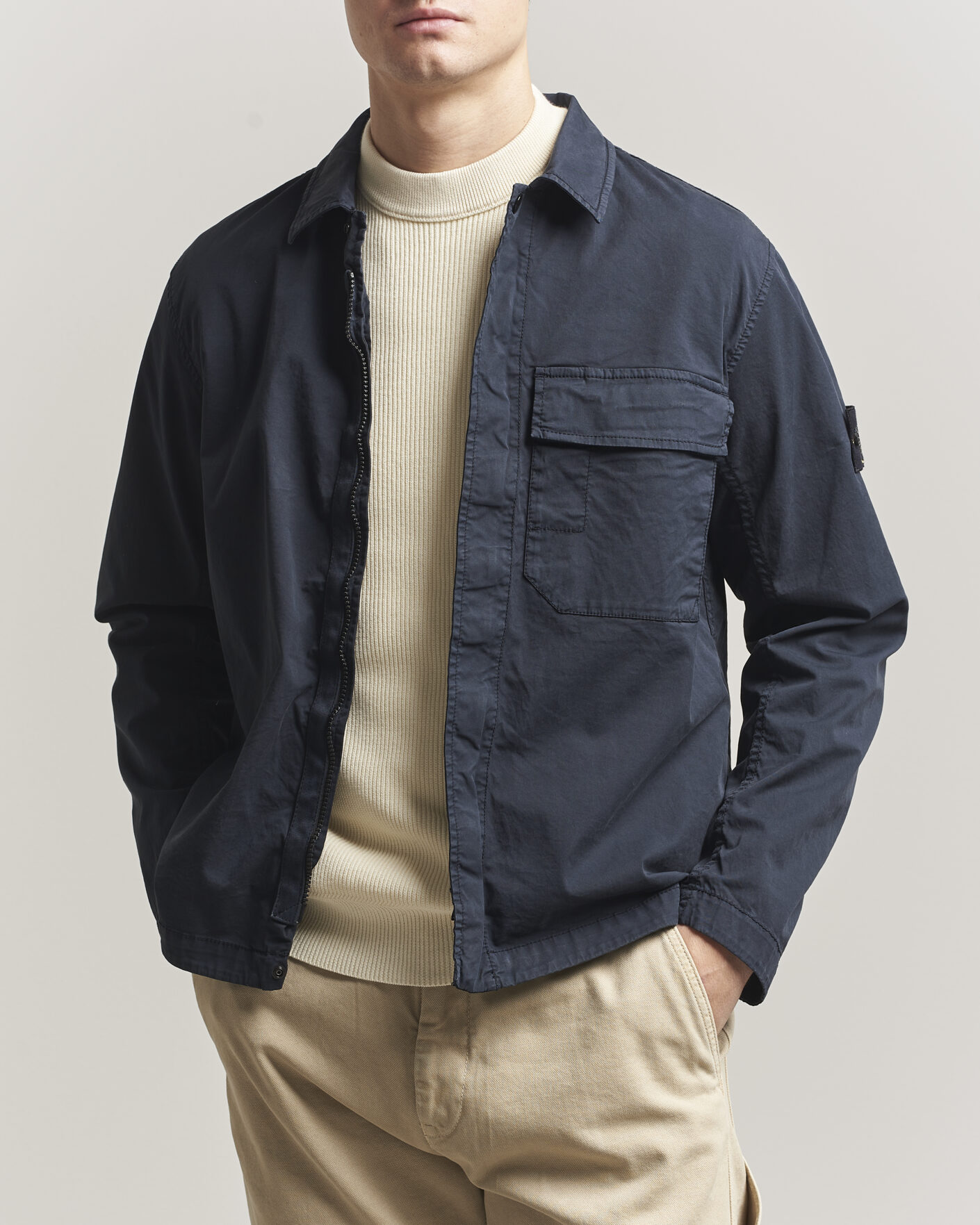 Hombres | Abrigos y chaquetas | Stone Island | Organic Cotton Twill Overshirt Navy
