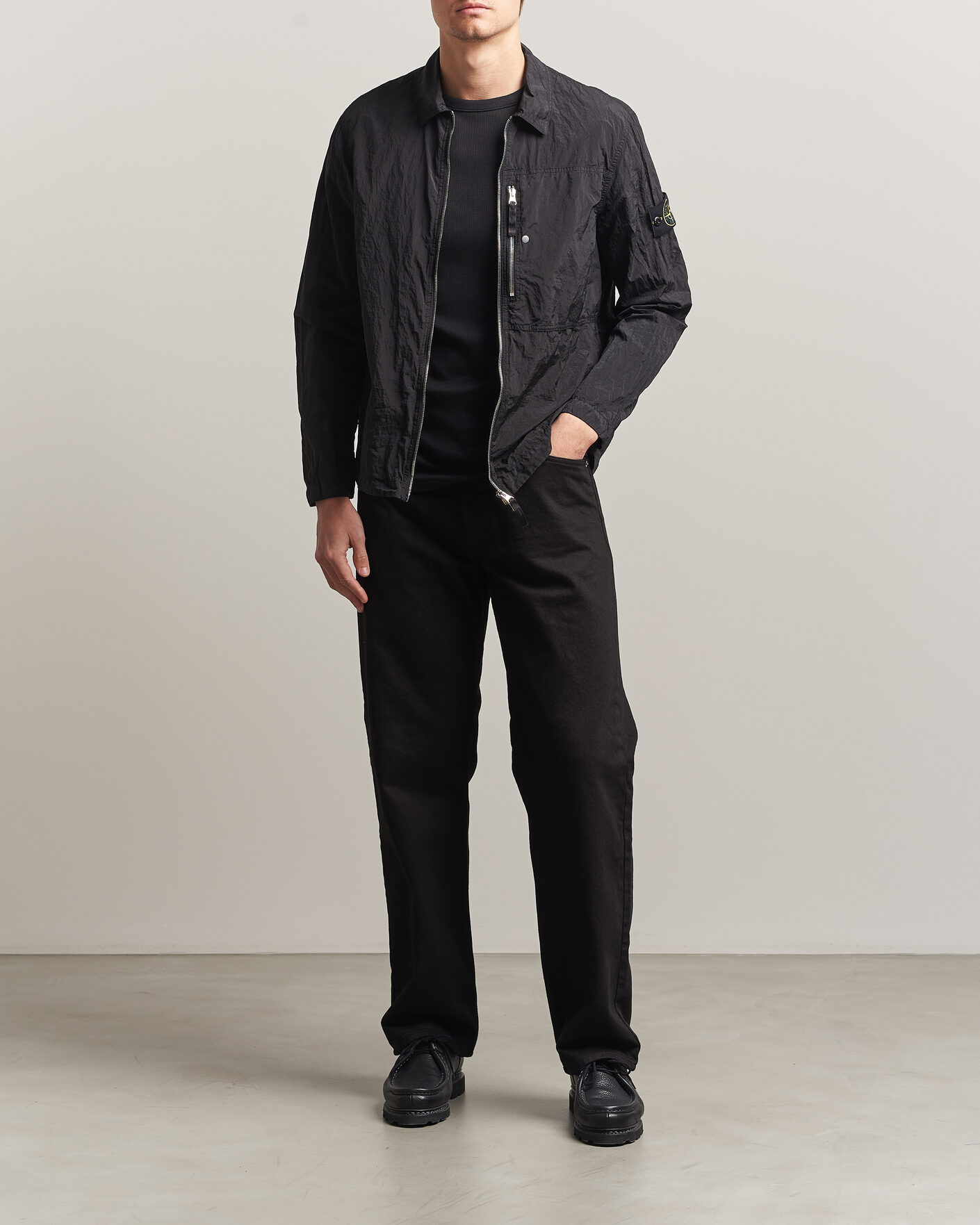 Hombres | Camisas | Stone Island | Nylon Metal Zip Overshirt Black