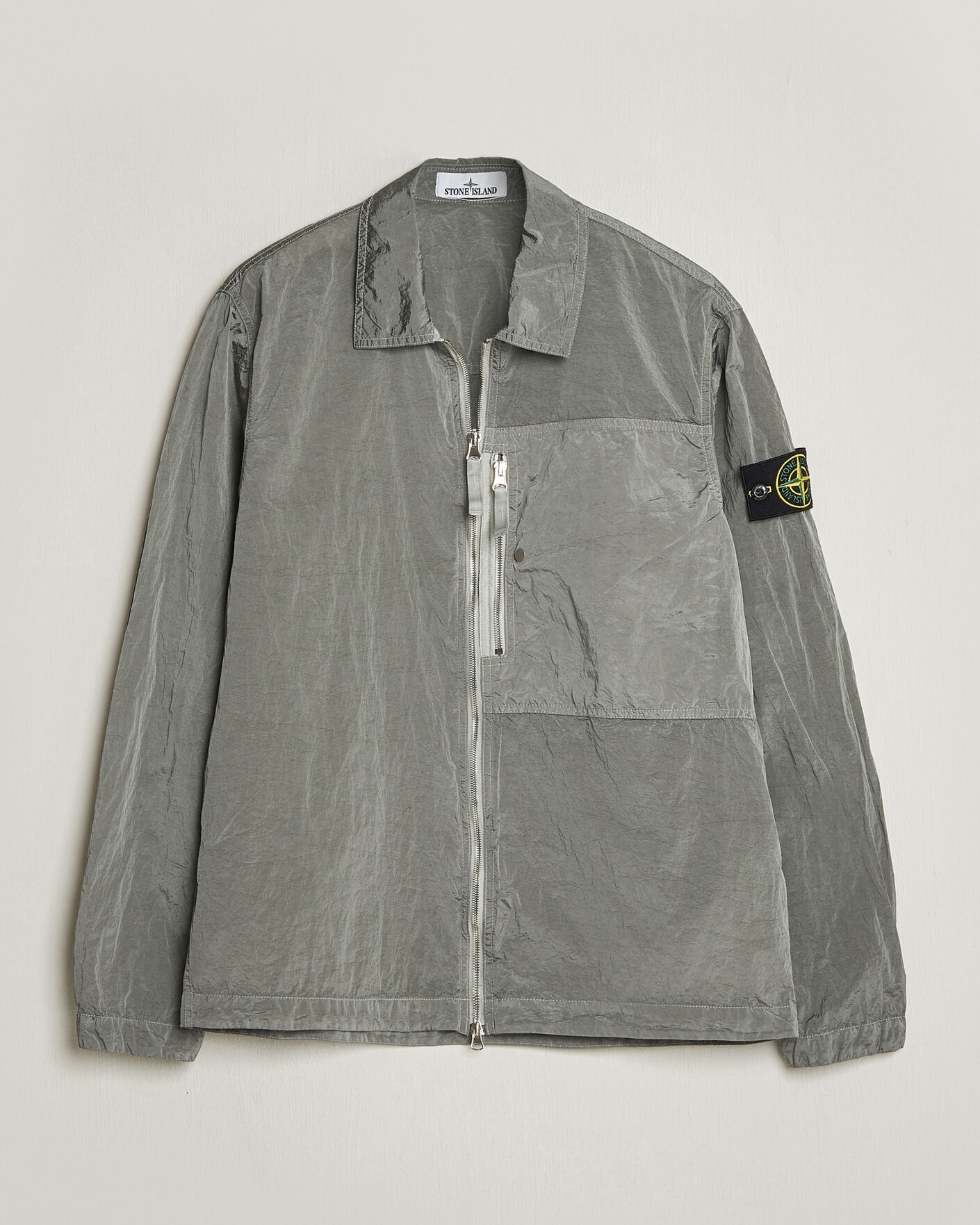 Hombres | Camisas | Stone Island | Nylon Metal Zip Overshirt Pearl Grey