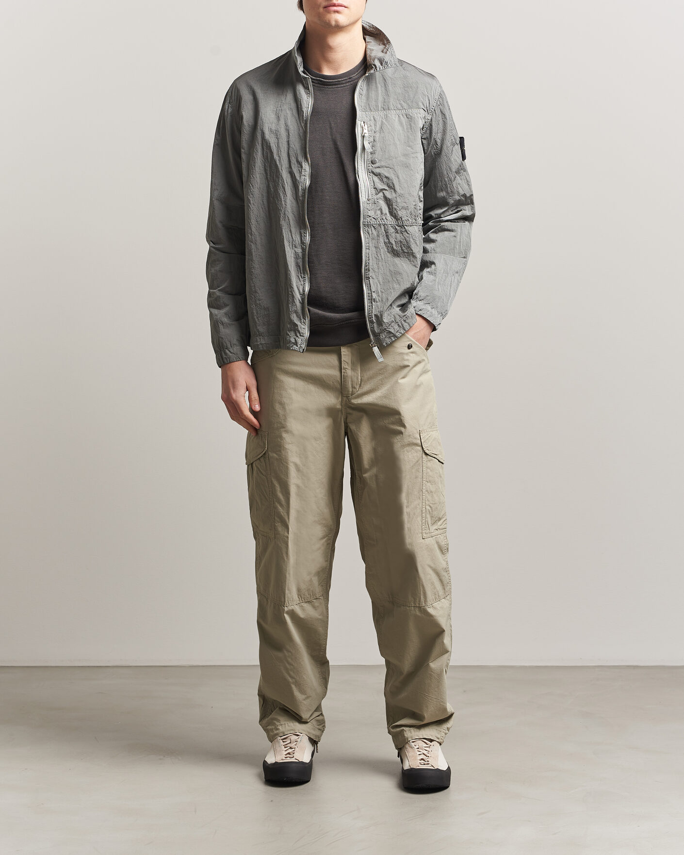 Hombres | Camisas | Stone Island | Nylon Metal Zip Overshirt Pearl Grey