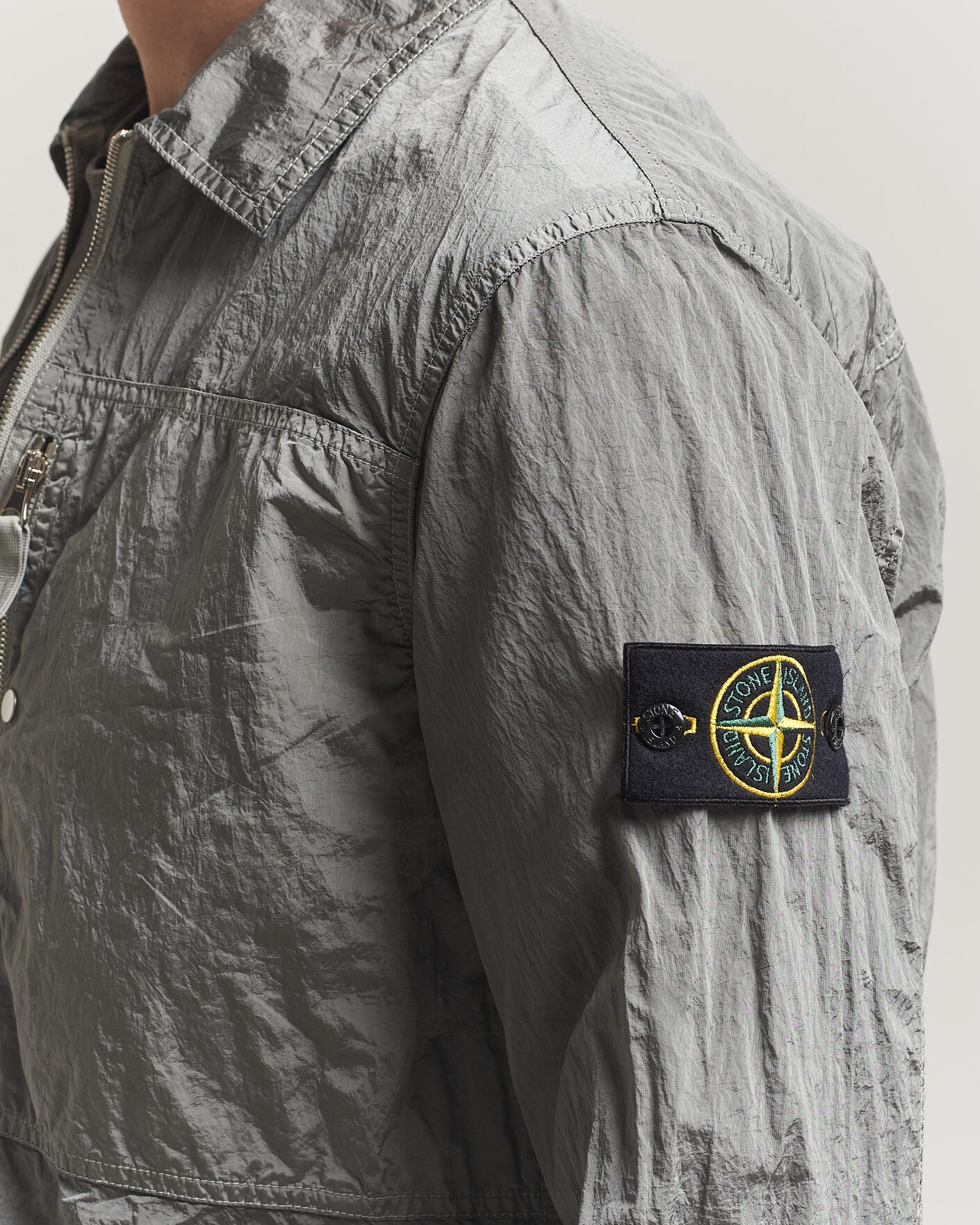 Hombres | Camisas | Stone Island | Nylon Metal Zip Overshirt Pearl Grey