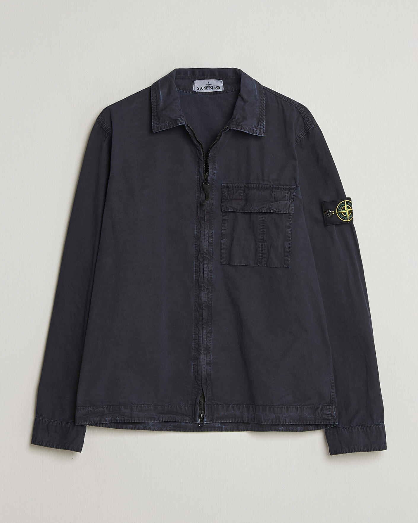 Hombres | Camisas | Stone Island | Brushed Cotton Canvas Zip Overshirt Navy