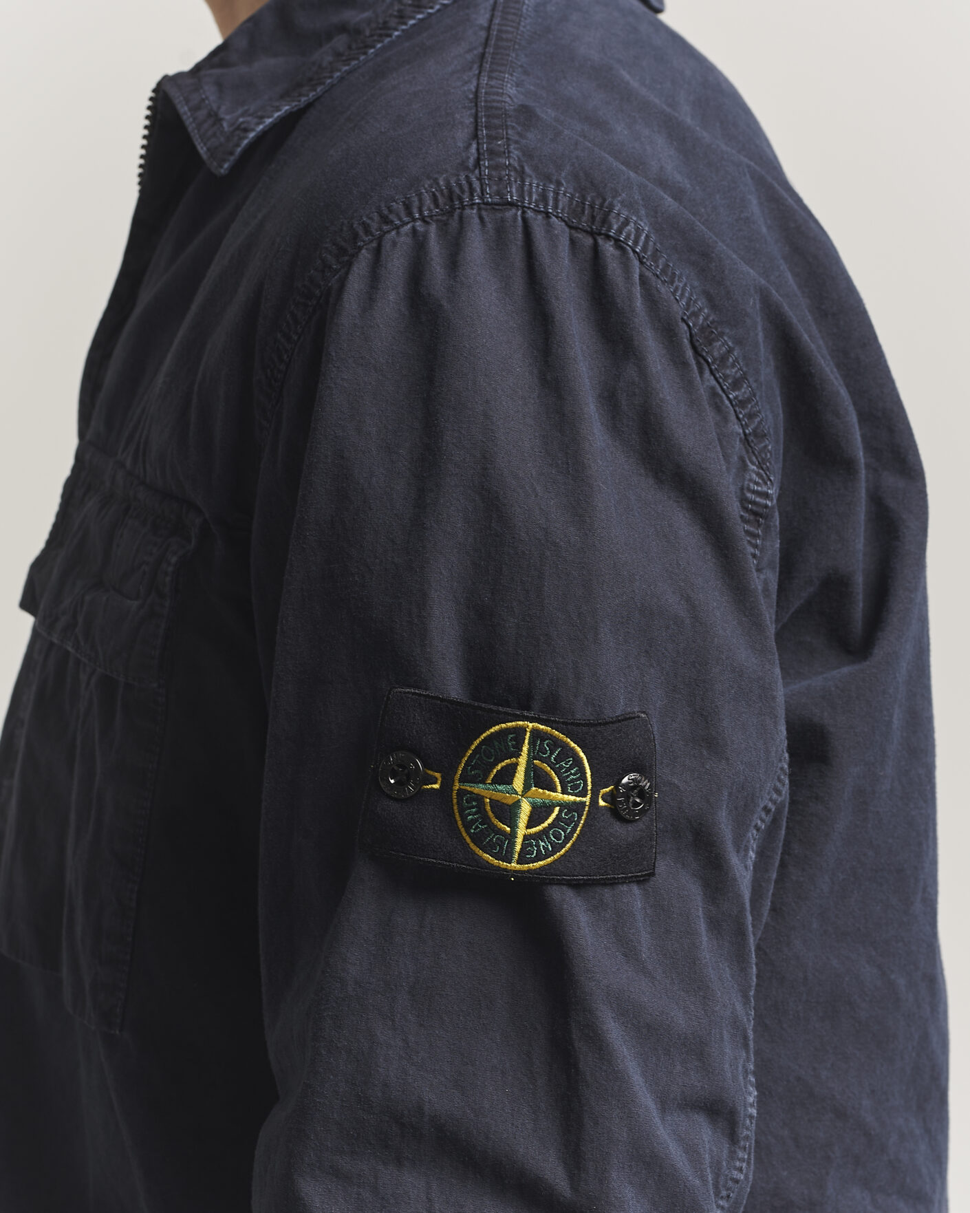 Hombres | Camisas | Stone Island | Brushed Cotton Canvas Zip Overshirt Navy