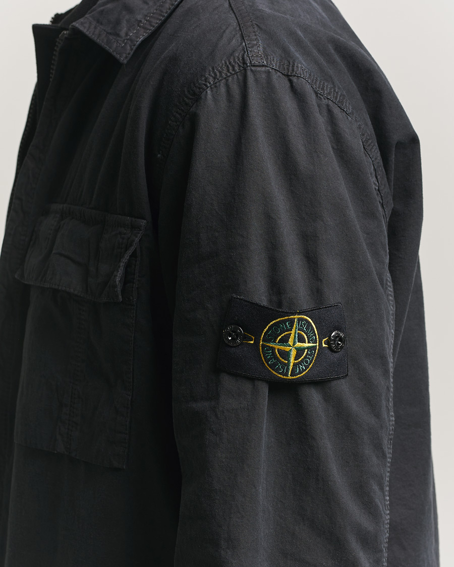 Hombres | Camisas | Stone Island | Brushed Cotton Canvas Zip Overshirt Black