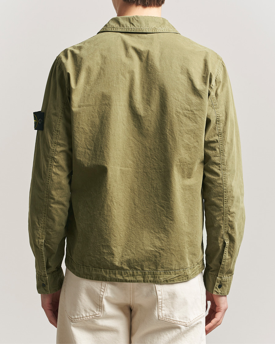 Hombres | Camisas | Stone Island | Brushed Cotton Canvas Zip Overshirt Military Green